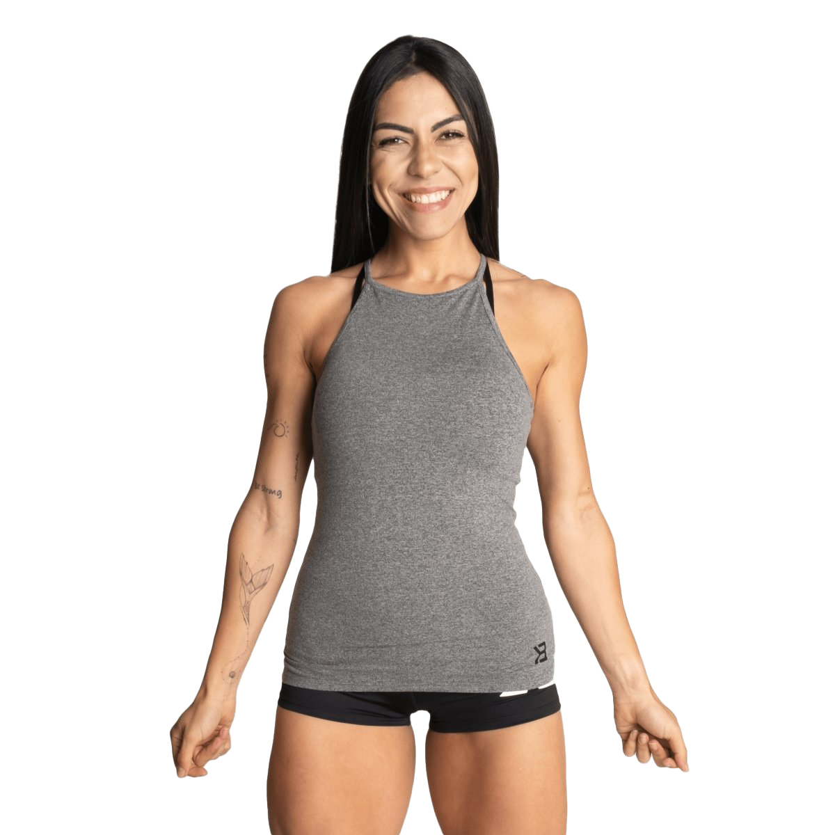 Better Bodies Performance Halter Top - Graphite Melange - Women's Workout & Yoga Apparel for Gym, Running & Fitness Training