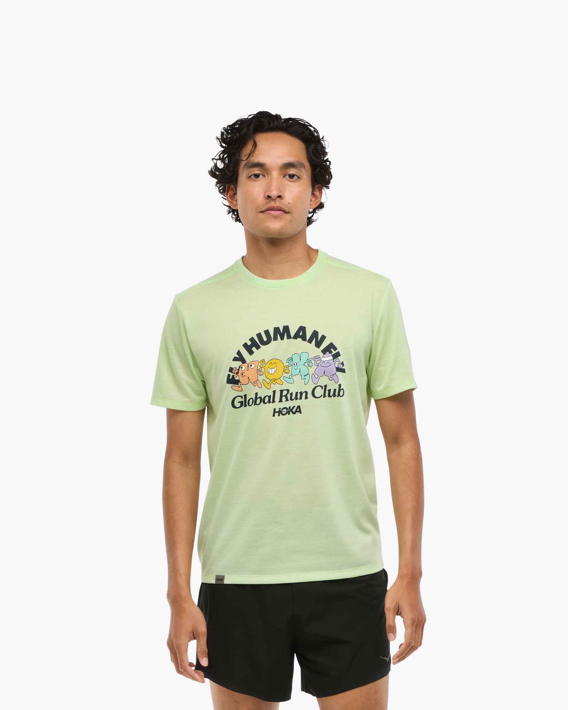 Hoka Glidetech Short Sleeve Running Shirt for Men - Lightweight Performance Top for Global Run Day & Training (1164158G GDY) - Perfect for Jogging, Gym Workouts and Outdoor Activities