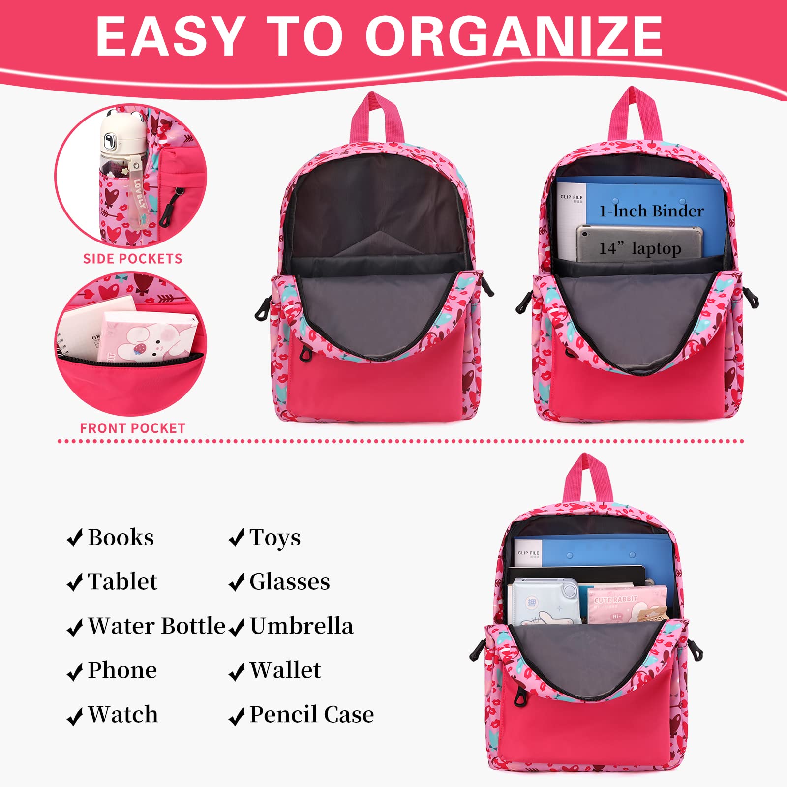 Toddler Backpack for Boys & Girls - Cute Preschool Backpack with Adjustable Chest Strap (Heart Arrow Design) - Perfect for Daycare, Travel & Kindergarten Essentials