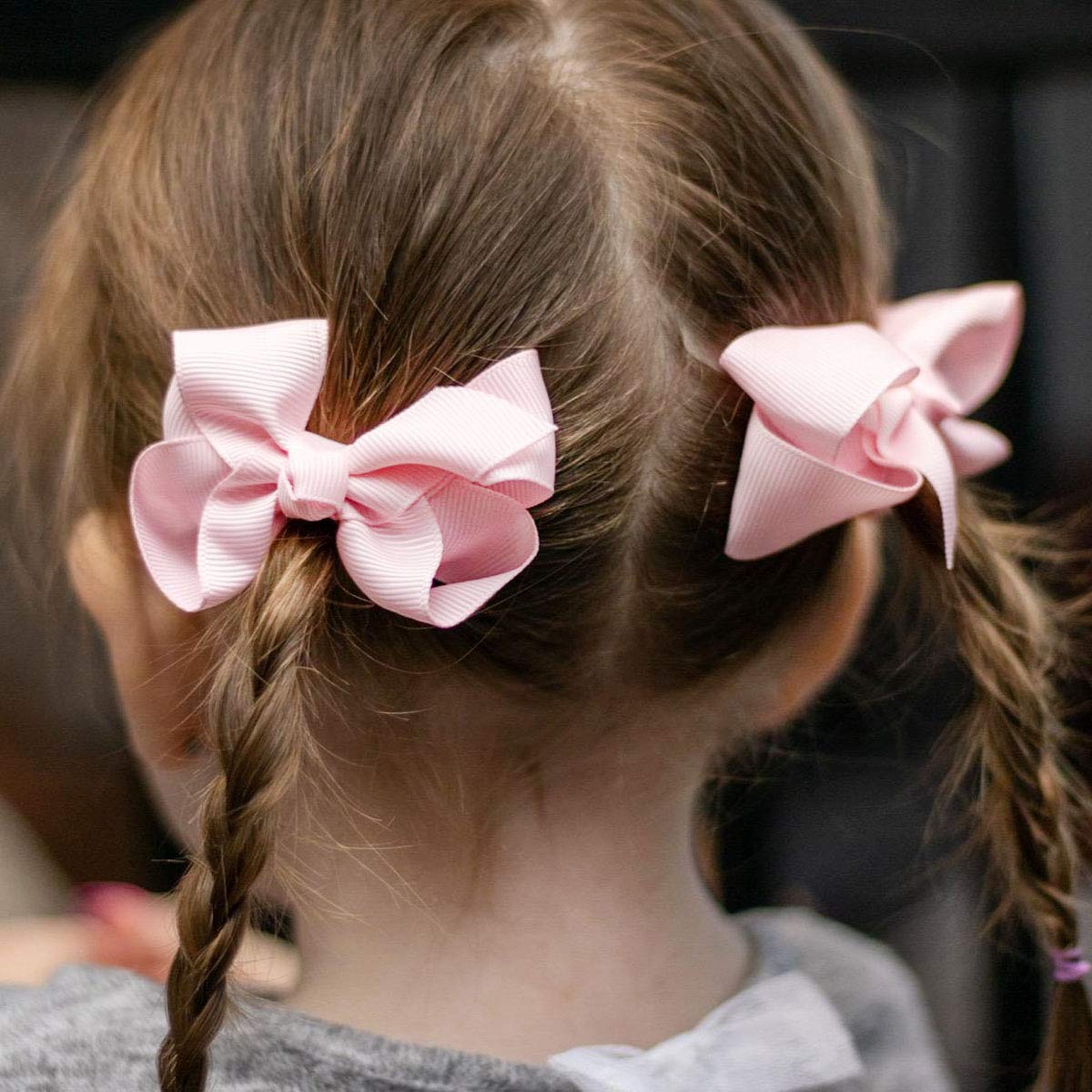 JOYOYO 40 Pcs Hair Bows for Toddlers Girls - Hair Clips & Ribbon Bows for Kids (3 Inch) - Perfect for Parties & School