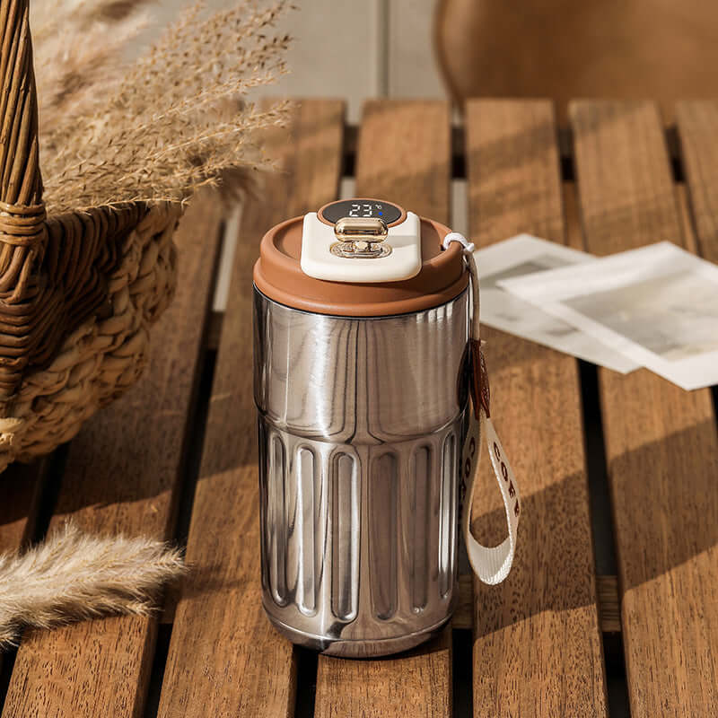 Smart Digital Portable Thermal Coffee Mug - 12oz Stainless Steel Vacuum Insulated Travel Mug with Temperature Display | XJ4806 | Perfect for Office, Commuting & Outdoor Activities