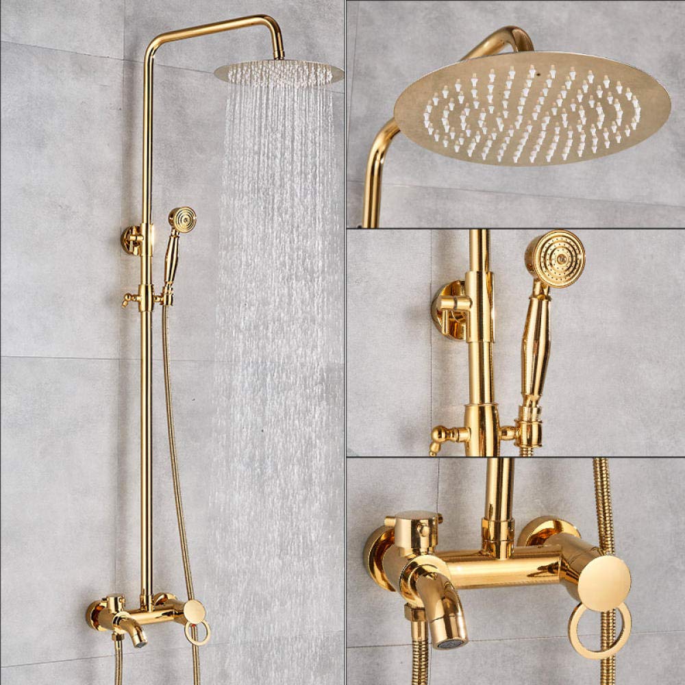Premium Chrome Rainfall Shower Faucet Set - Wall Mount Single Handle 3-Way Mixer Tap for Bathroom | Polished Gold Finish | Ideal for Modern Bathrooms & Spa-Like Showers