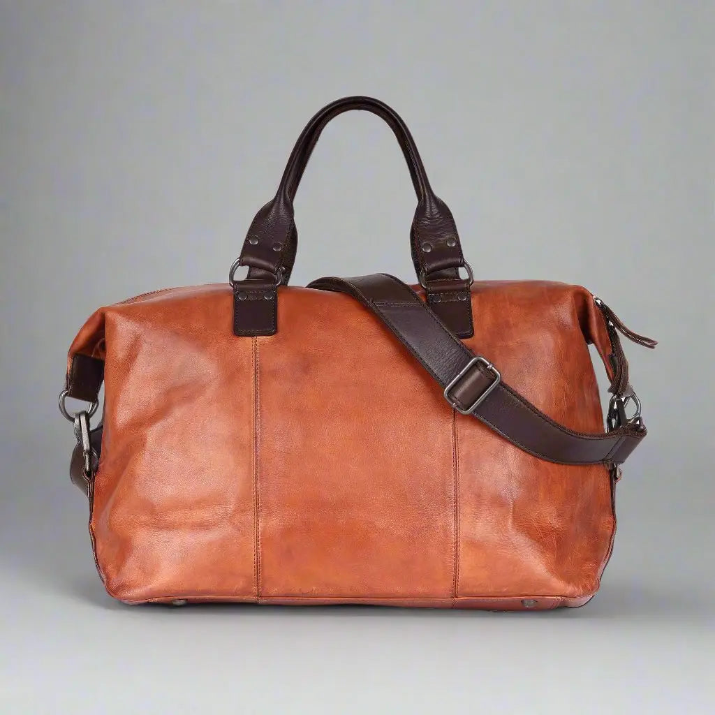 Premium MET Leather Carry-On Duffle Bag with Short Handles - Lightweight Travel Duffel for Gym, Weekend Trips & Business Travel