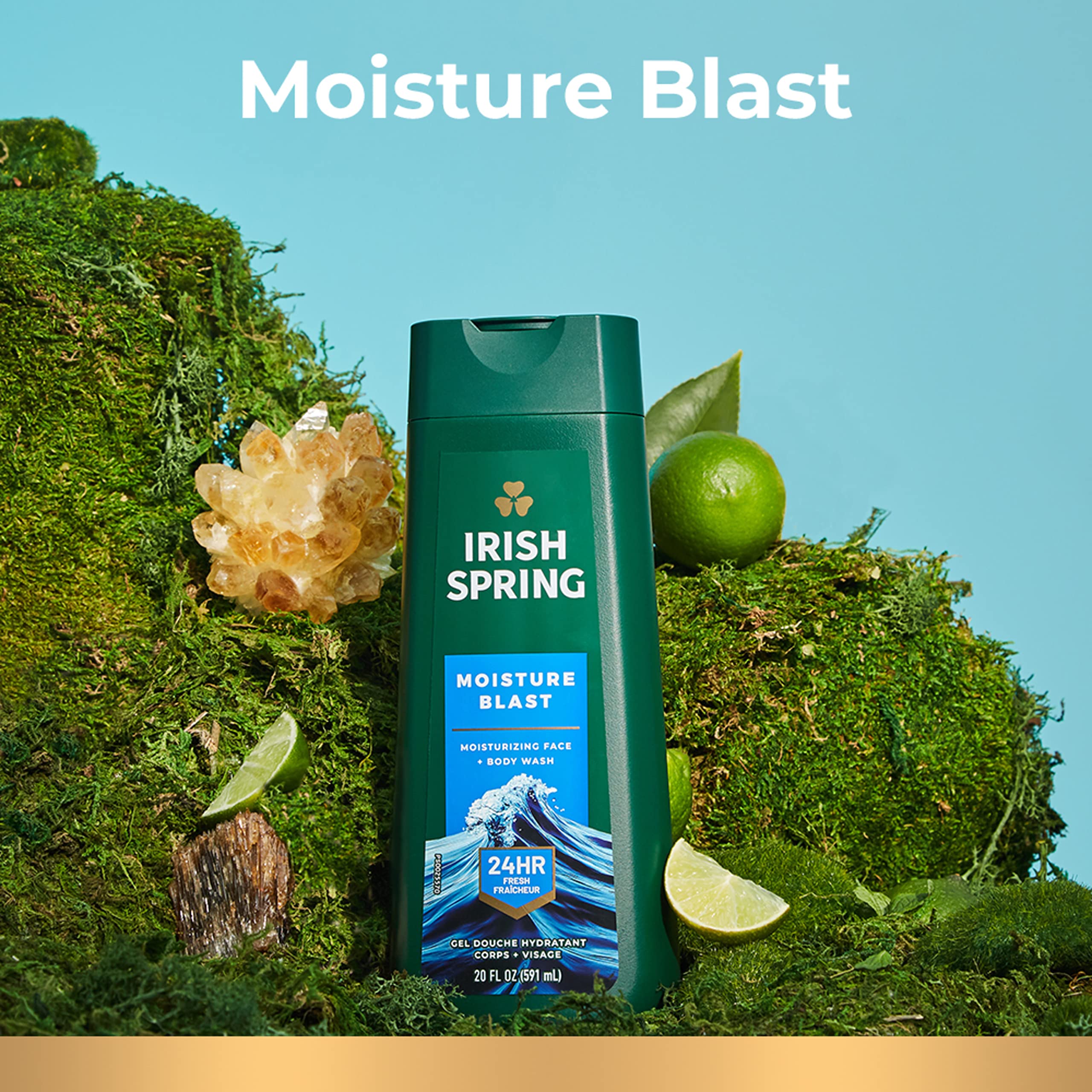 Irish Spring Moisture Blast Hydrating Body Wash for Men - 20 Fl Oz (Pack of 2) & 30 Oz Pump Bottle - Refreshing Shower Gel with Shea Butter & Aloe - Perfect for Daily Use & Gym Recovery