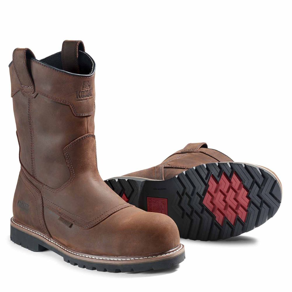 Kodiak McKinney Men's Waterproof Pull-On Composite Toe Work Boots - Safety Shoes for Construction, Hiking & Outdoor Work (Brown, KD0A4TERDBX)