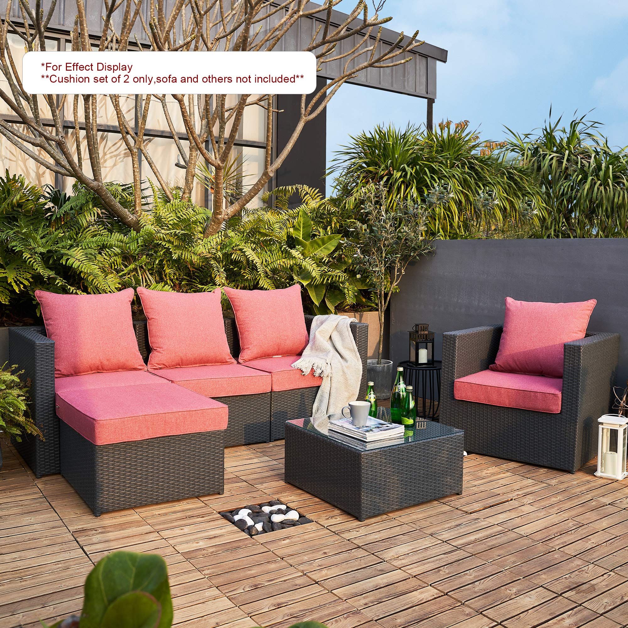 ARTPLAN Waterproof Outdoor Chair Cushions Set - All Weather Deep Seat & Back Pillows for Patio Furniture - Perfect for Garden, Poolside, Deck, and Porch Relaxation