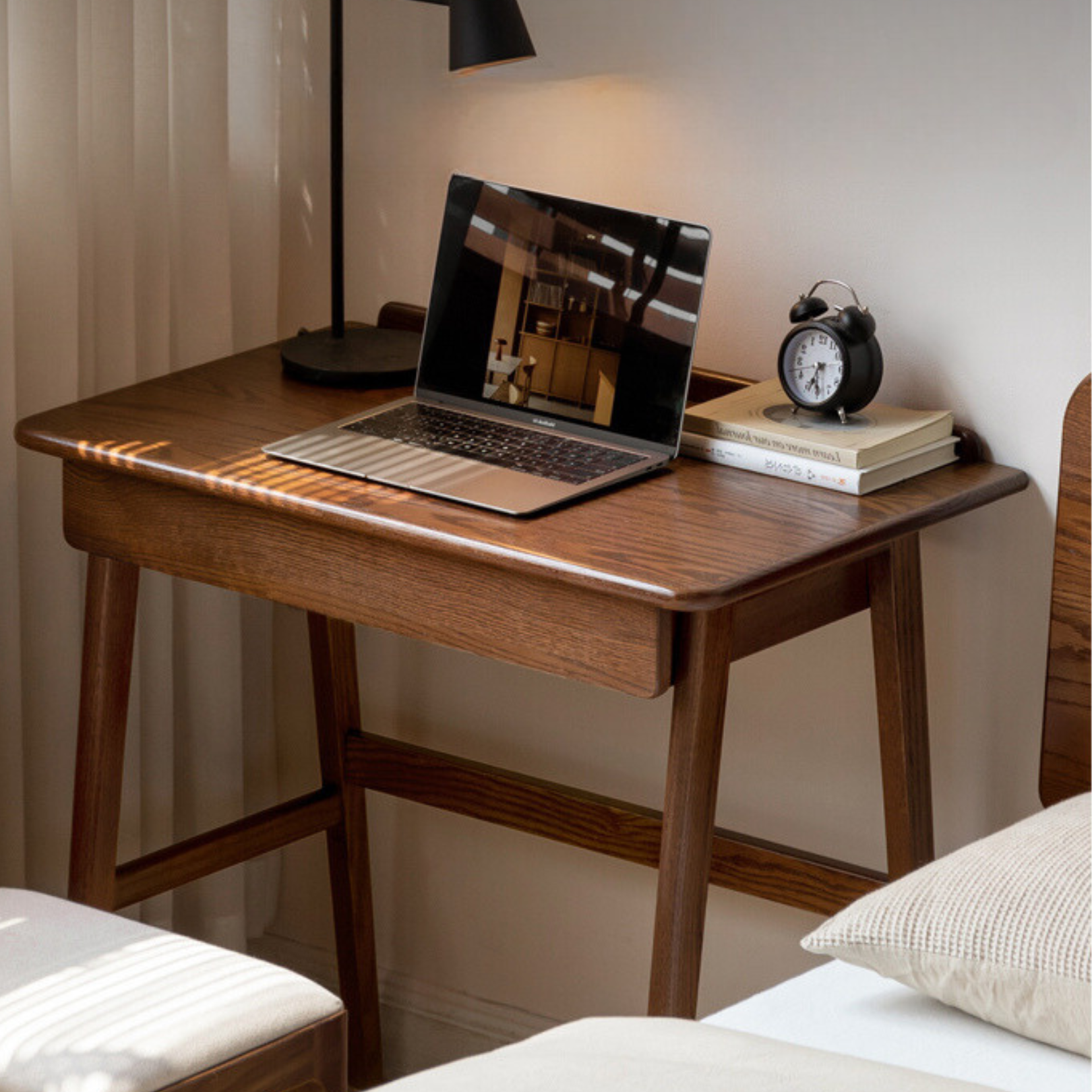 Solid Oak Wood Small Office Desk - Compact & Durable Home Office Furniture for Small Spaces, Remote Work & Study