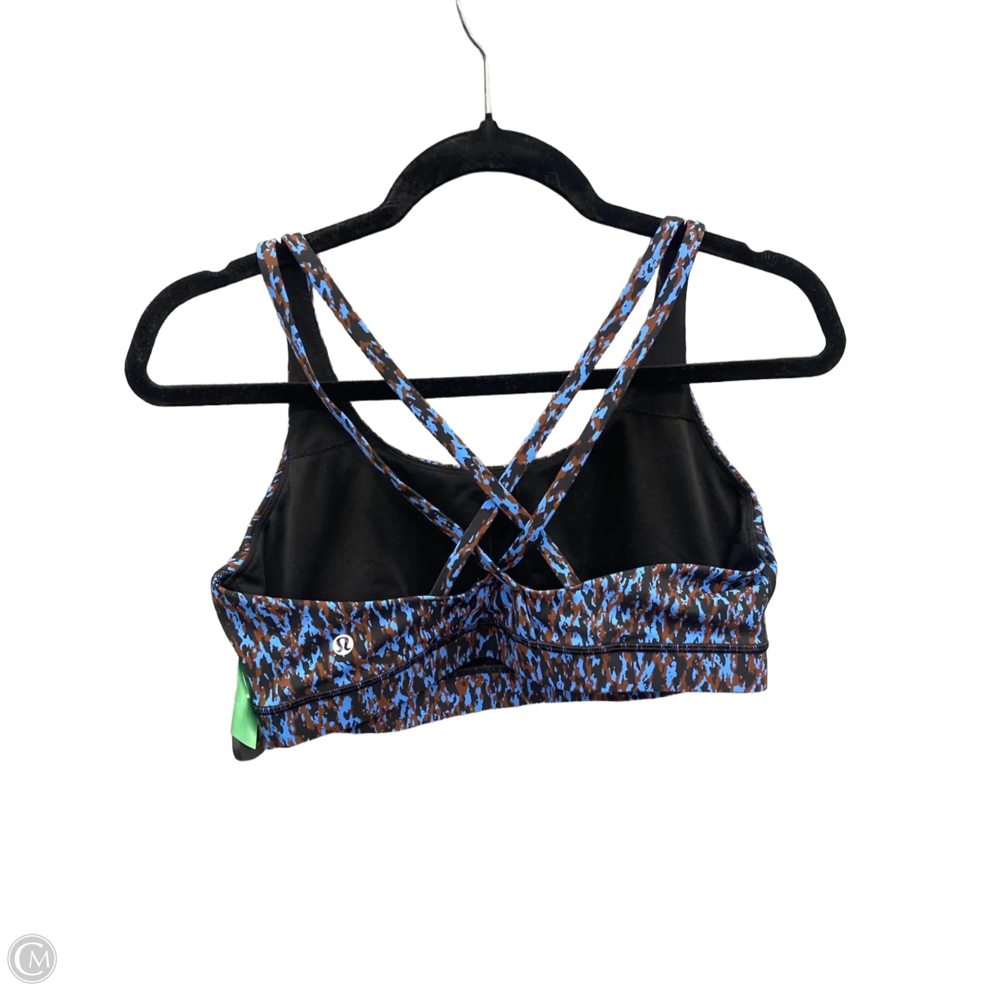 Lululemon Women's Athletic Sports Bra - Blue & Brown, Size 12 - High Support Workout Top for Running, Yoga & Gym