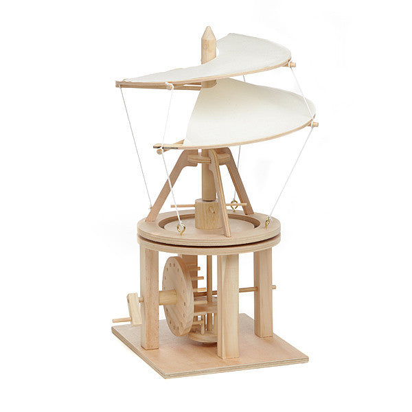 Da Vinci Helicopter Wooden Kit - DIY Flying Machine Model for Adults & Kids - STEM Educational Toy for Science Projects & Home Decor