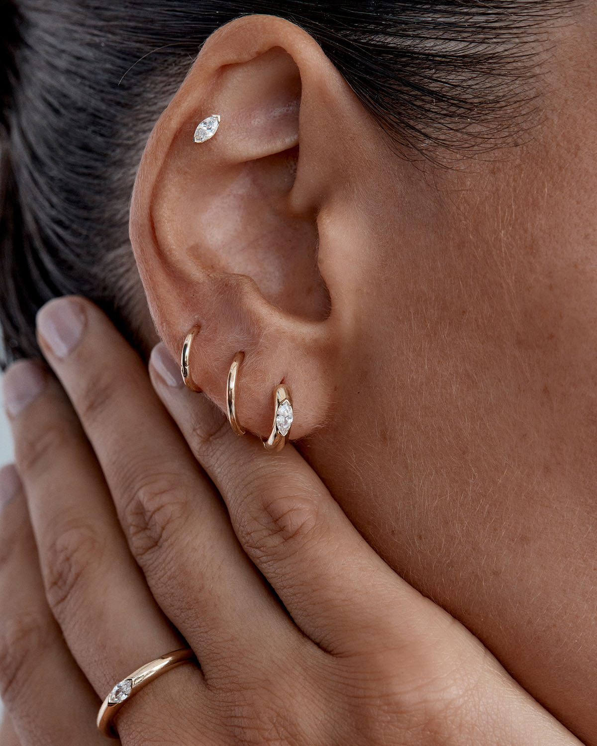 14K Solid Gold Petal of Hope Lab Grown Diamond Hoop Earrings for Women - Perfect for Weddings, Anniversaries & Special Occasions