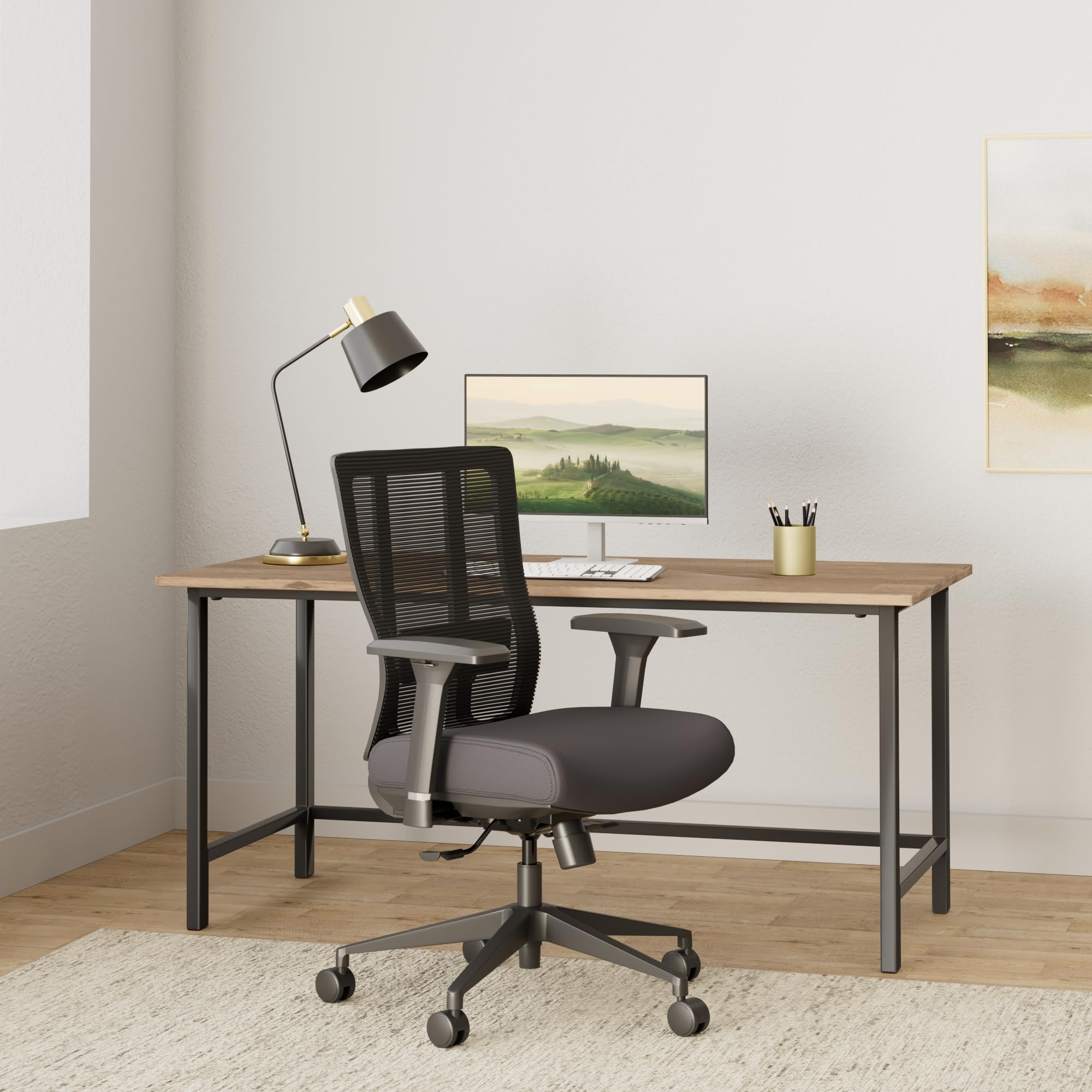 Ergonomic Office Chair with Breathable Mesh Back - Adjustable Height & Lumbar Support for Home & Office Use (Black) - Perfect for Long Hours of Sitting, Gaming, or Working from Home