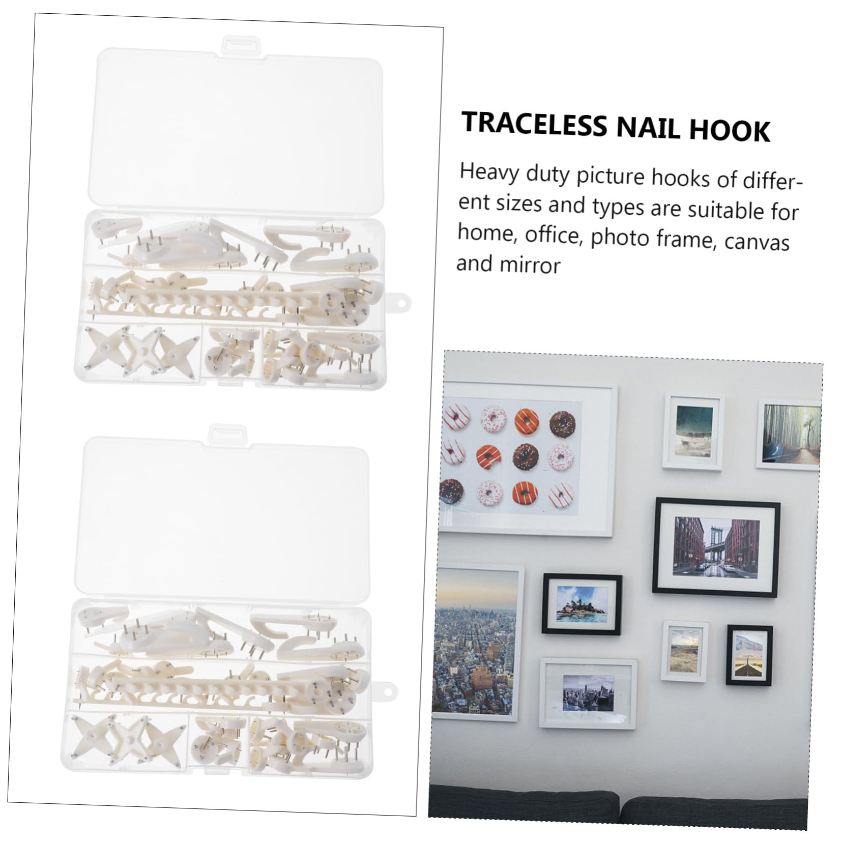 DOITOOL 42-Piece Picture Hanging Kit - Heavy Duty Plastic Hooks for Photo Frames, Artwork & Paintings - Wall Mounting Hardware for Home, Office & Gallery Display
