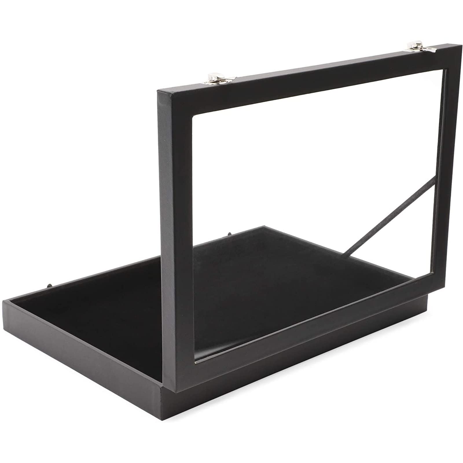 Juvale Small Velvet Jewelry Display Case - Elegant Travel Organizer Tray for Rings, Bracelets & Necklaces | Perfect Jewelry Storage for Women & Girls | Retail Display & Home Organization (Black) - Ideal for Travel, Gift Giving & Boutique Displays