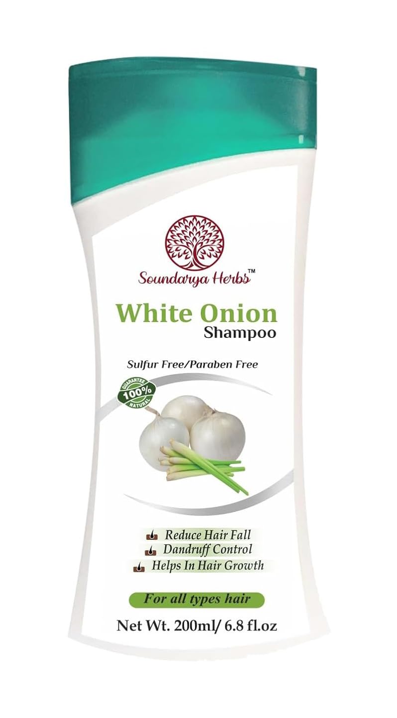 Soundarya Herbs White Onion Shampoo for Hair Growth & Dandruff Control - 200ml | Prevents Hair Loss, Adds Shine | Suitable for All Hair Types | Perfect for Daily Use & Scalp Care