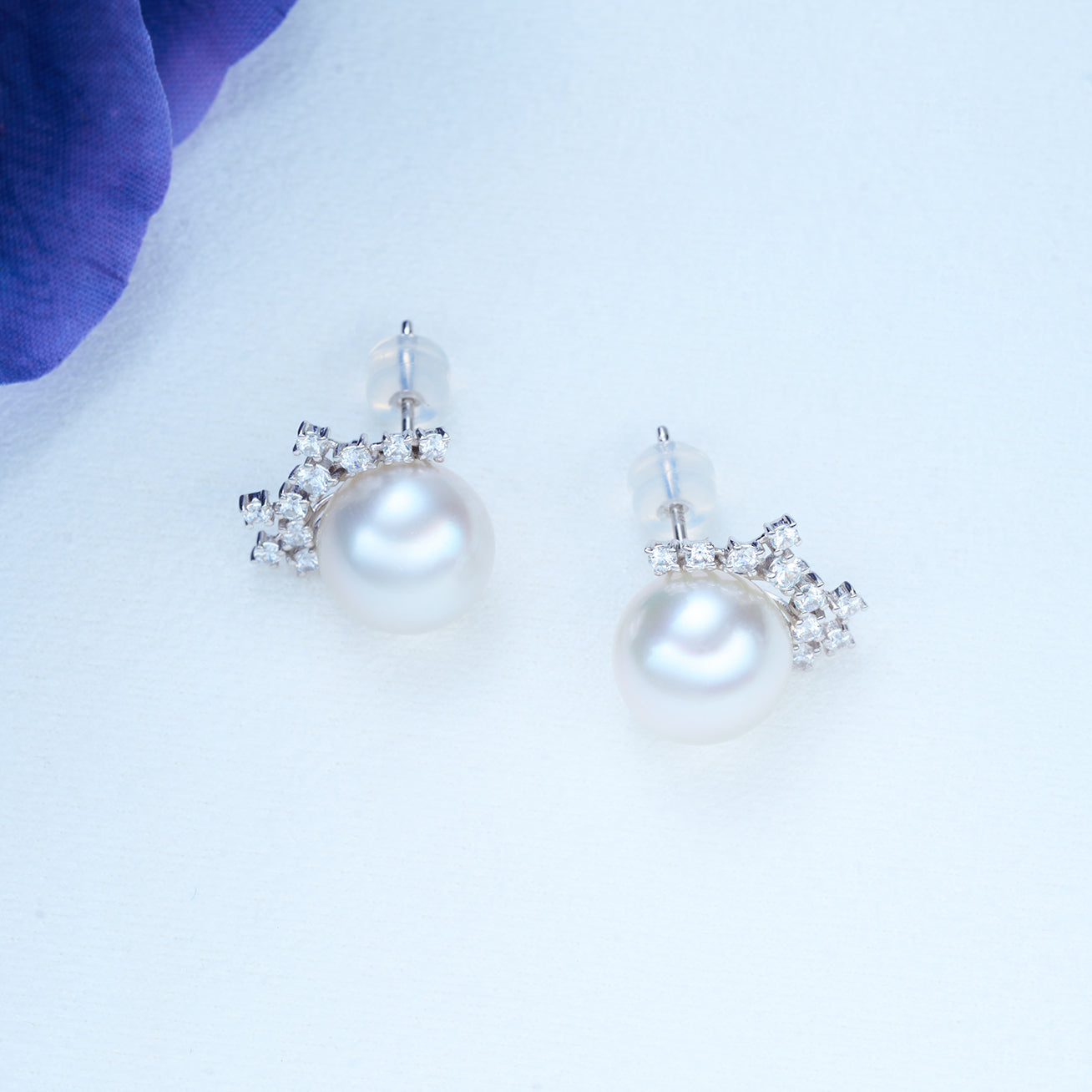 18K Solid Gold Australian White Pearl Earrings KE00204 - Elegant Pearl Jewelry for Women, Perfect for Weddings, Parties & Special Occasions