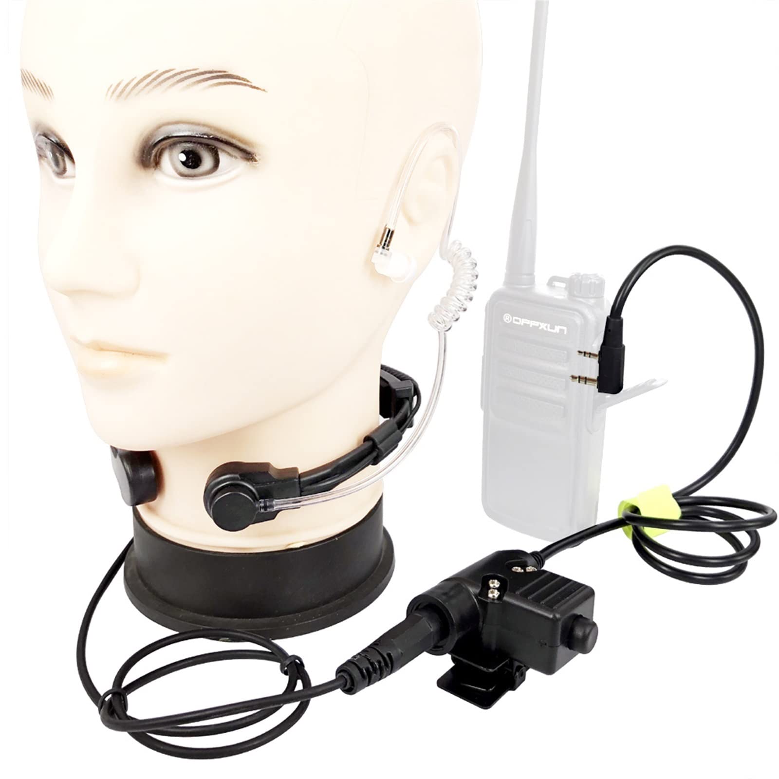 Heavy Duty U94 PTT Tactical Headset with Walkie Talkie Microphone & Throat Mic - Compatible with Baofeng, Kenwood Radios & Intercoms (Black) - Ideal for Military, Security, Outdoor Adventures & Emergency Communication