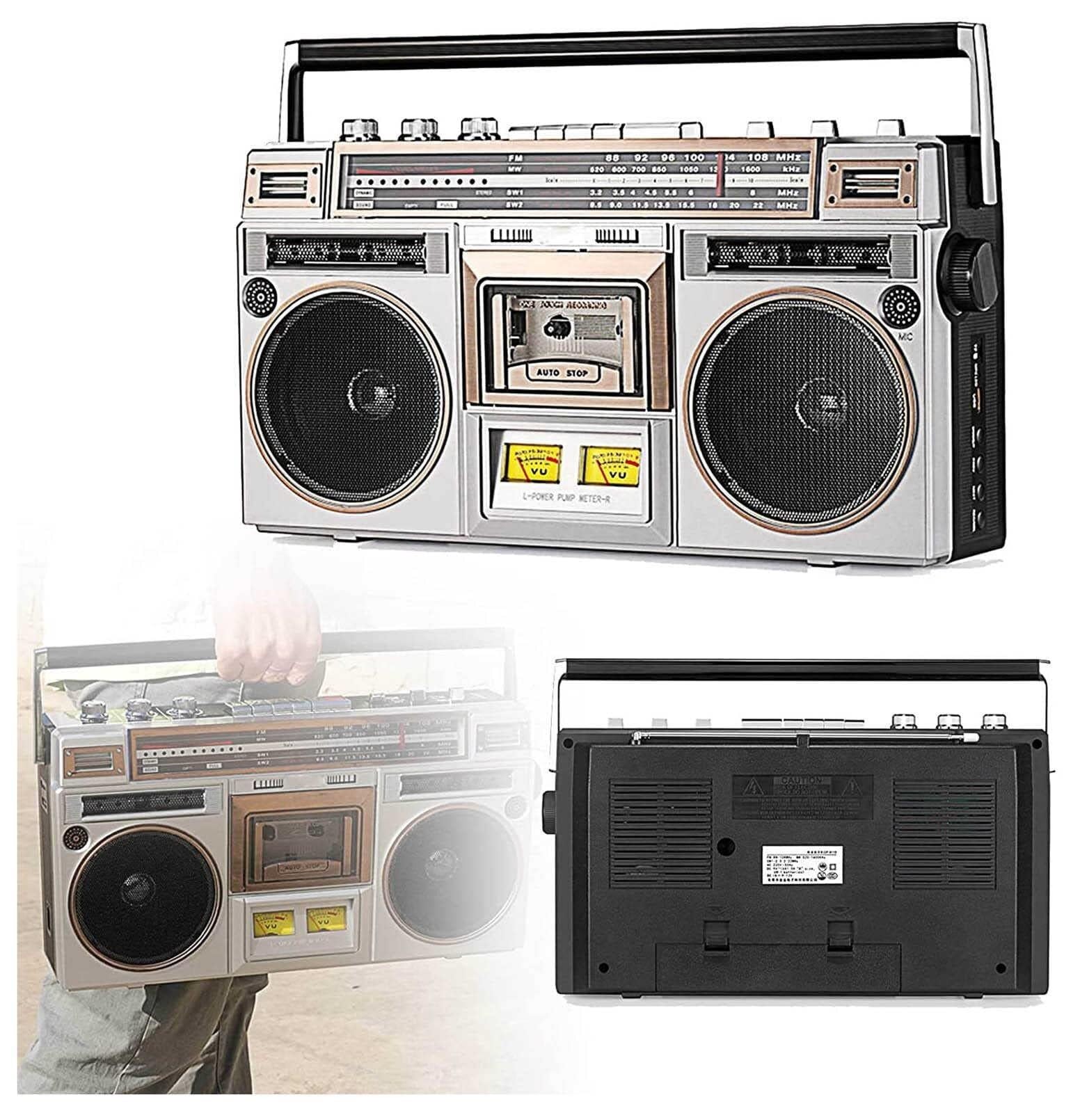 TAKUNE Retro Bluetooth Boombox Cassette Player with FM/DAB+ Radio, USB Recording & Bluetooth Speaker - 80s Vintage Style with Modern Tech for Home, Parties, Travel & Outdoor Adventures