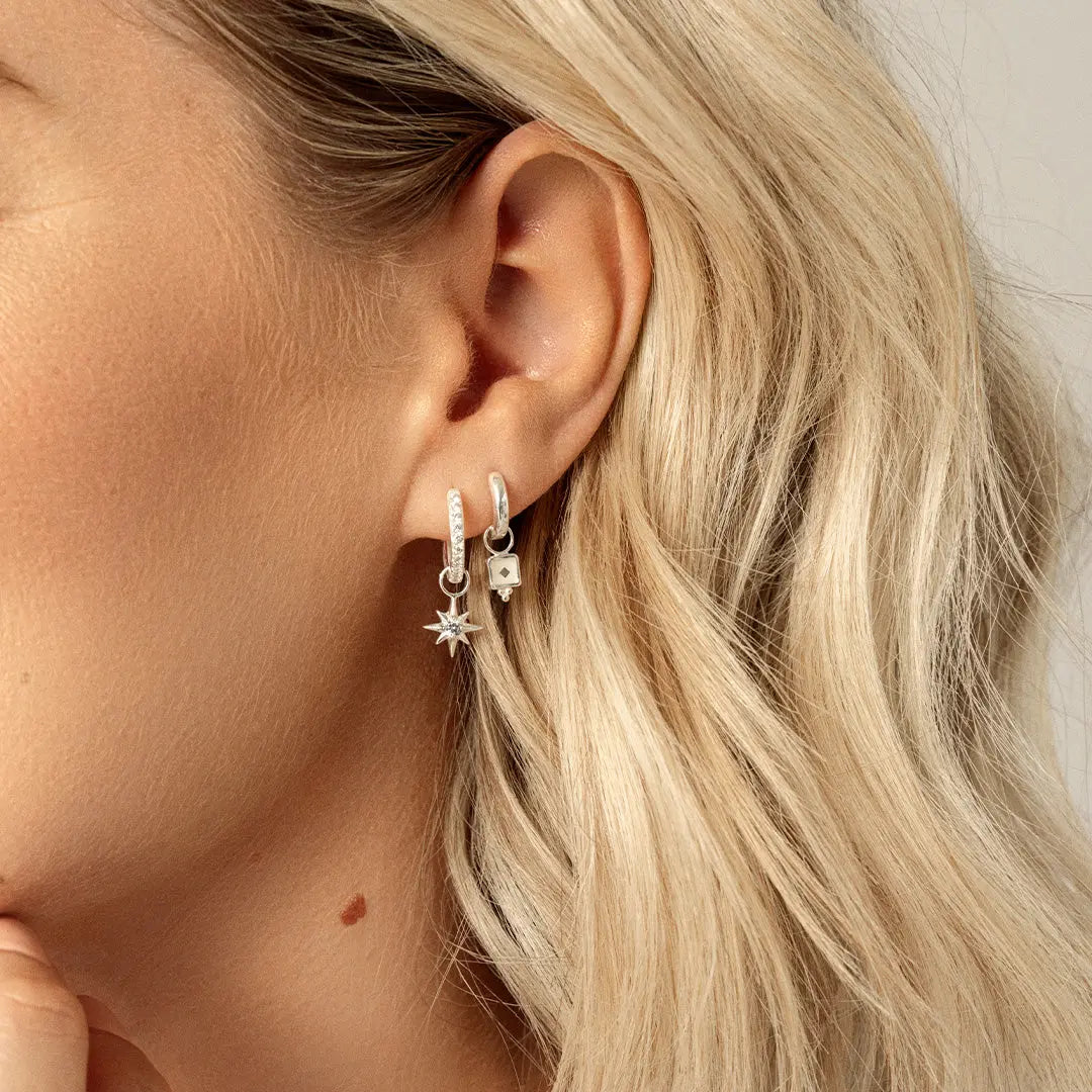 Contentment Star Crystal Hoops Earrings for Women - Elegant Sparkling Rhinestone Dangle Earrings for Party, Wedding & Everyday Wear