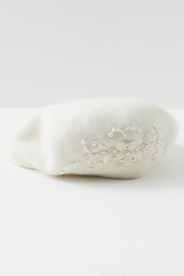 Elegant Pearl Embellished Floral Beret Hat - Vintage Inspired Women's Fashion Headwear for Parties, Weddings & Special Occasions