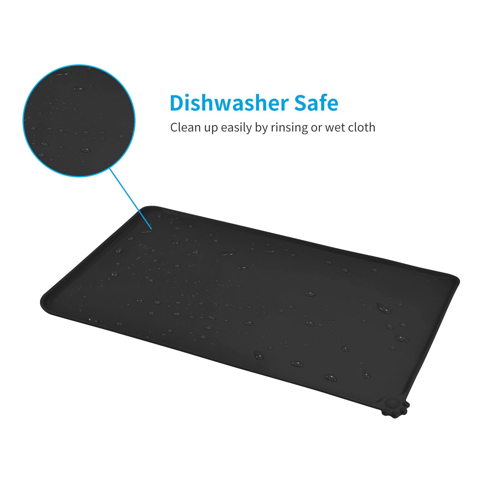 AUDWUD Non-Slip Silicone Pet Feeding Mat - Waterproof Dog Bowl Placemat for Food & Water - Perfect for Messy Eaters, Kitchen Floor Protection & Easy Cleaning