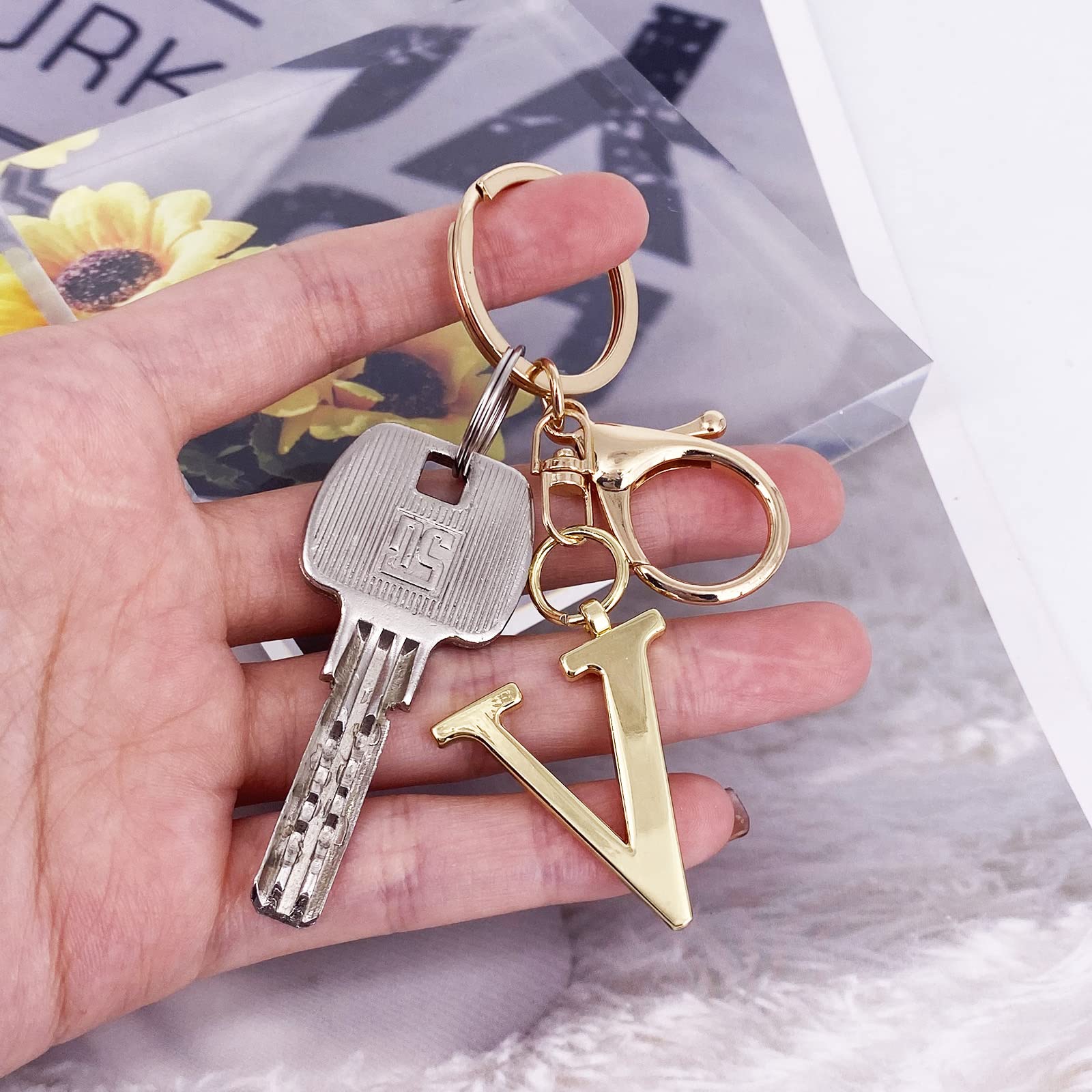 Gold Letter A-Z Keychain for Women - Personalized Alphabet Initial Charm for Handbags, Purses & Bags | Stylish Gift Idea for Birthdays & Travel Accessories