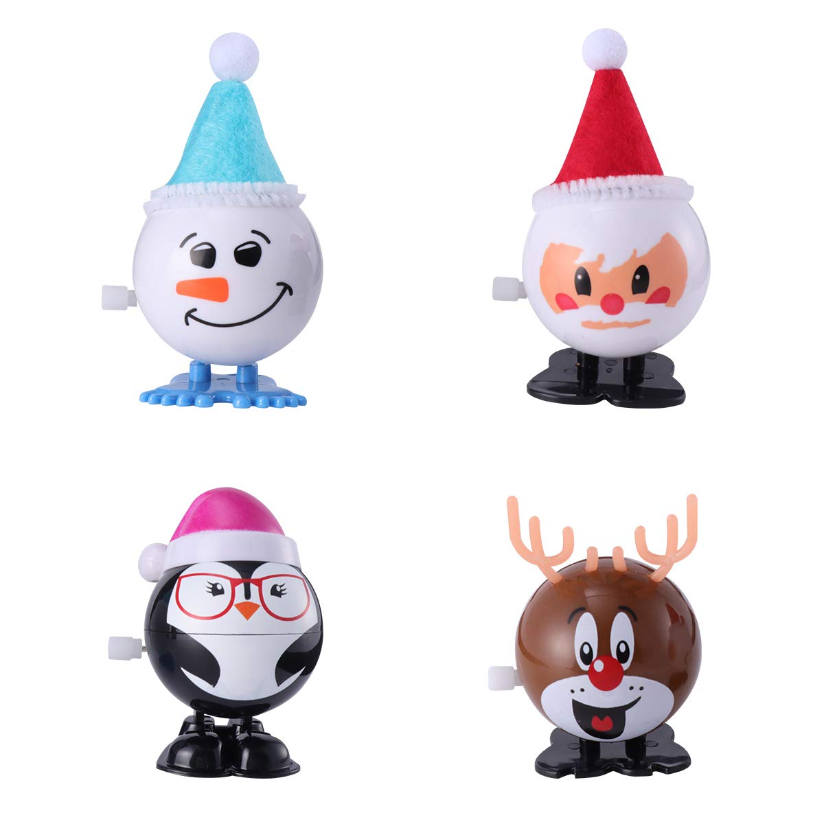 Amosfun Wind-Up Christmas Snowman Toy - Fun Holiday Party Gift for Kids (White & Red) - Perfect for Stocking Stuffers, Christmas Decorations & Festive Gatherings