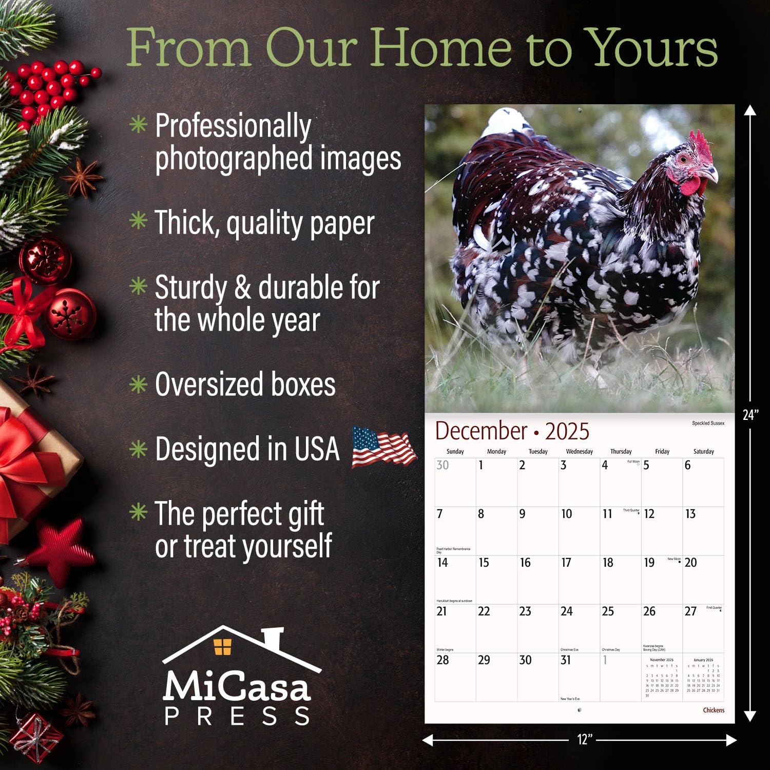 MICASA PRESS - 2025 Chickens Wall Calendar | 12