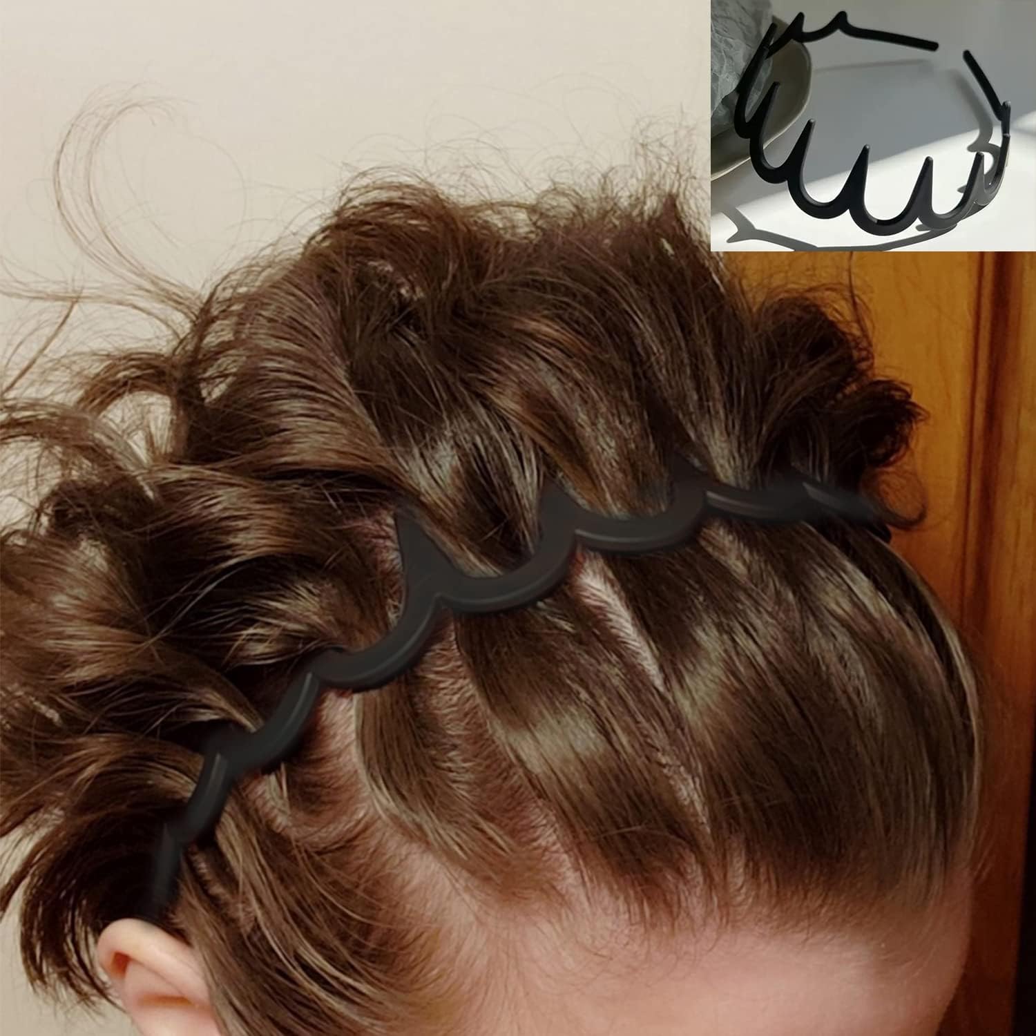 8 PCS Non-Slip Plastic Headbands with Teeth Comb - Matte Black Skinny Hair Bands for Women, Men & Teens - Perfect for Workouts, Sports and Everyday Styling