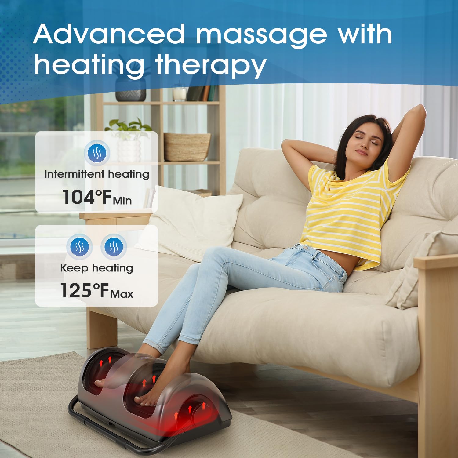 TISSCARE Shiatsu Foot Massager with Heat - FSA HSA Eligible Foot Massage Machine for Plantar Fasciitis, Neuropathy & Circulation - Electric Foot, Leg, Calf & Ankle Massager for Pain Relief - Perfect for Home, Office Use & Gifts for Men and Women - Ideal for Relaxation After Work, Travel Recovery & Stress Relief