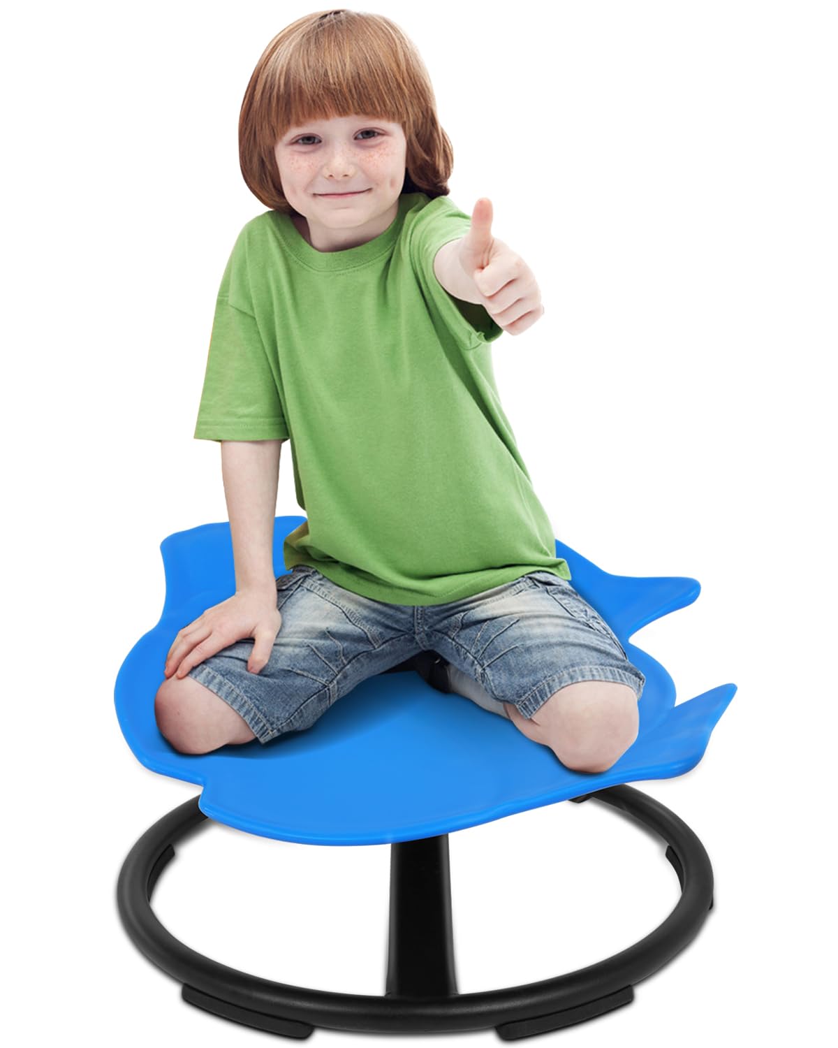 **Dark Blue Kids Swivel Chair for Autism - Sensory Spinning Chair to Improve Concentration & Fitness - Indoor Use for Toddlers & Children**    *(Perfect for Home, Classroom, or Therapy - Helps with Focus, Balance & Sensory Development)*