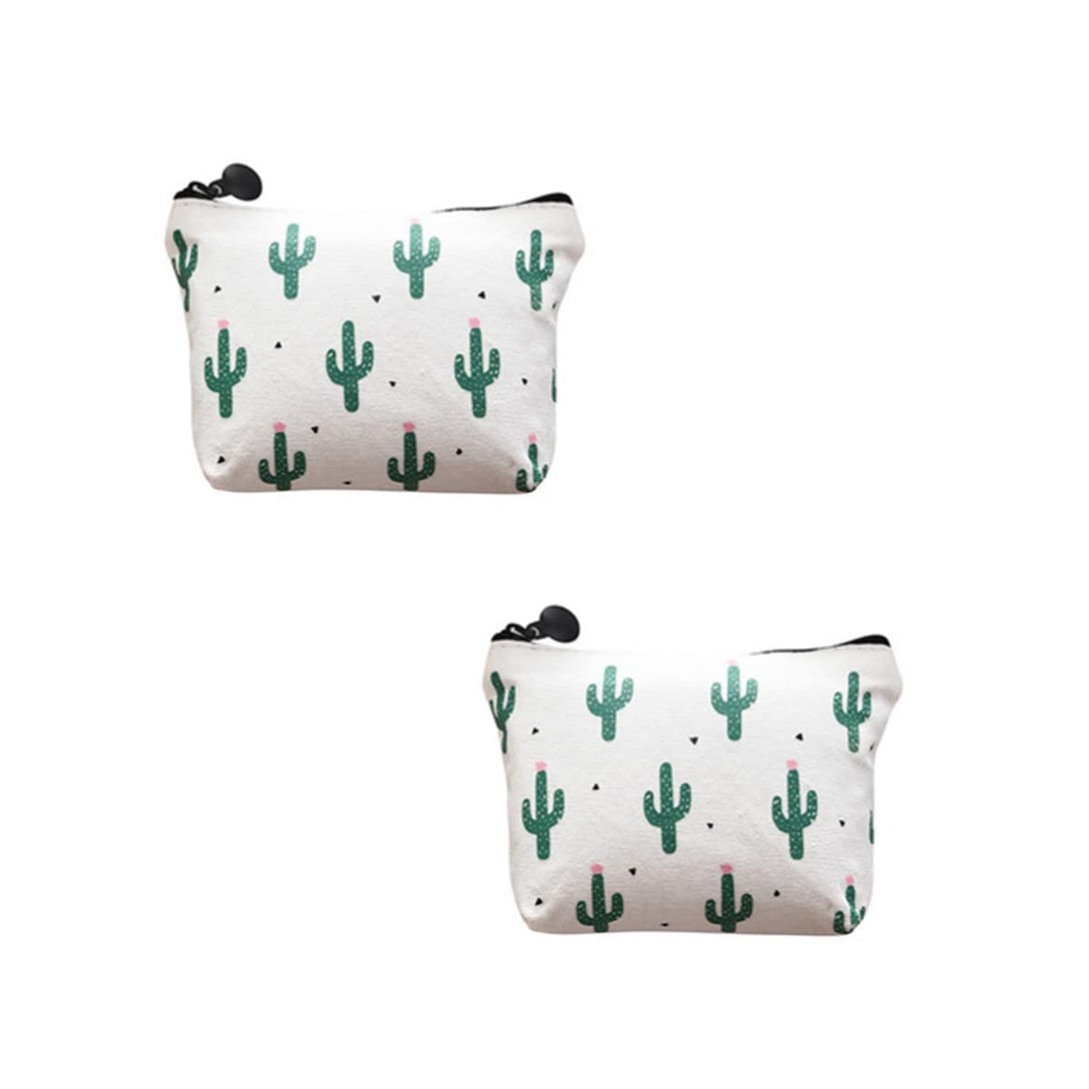2 Pack Canvas Cosmetic Bag & Toiletry Organizer - Cactus Print Travel Makeup Pouch for Women, Pencil Case, Key & Data Cable Storage - Perfect for Travel, Gym & Daily Essentials Organization