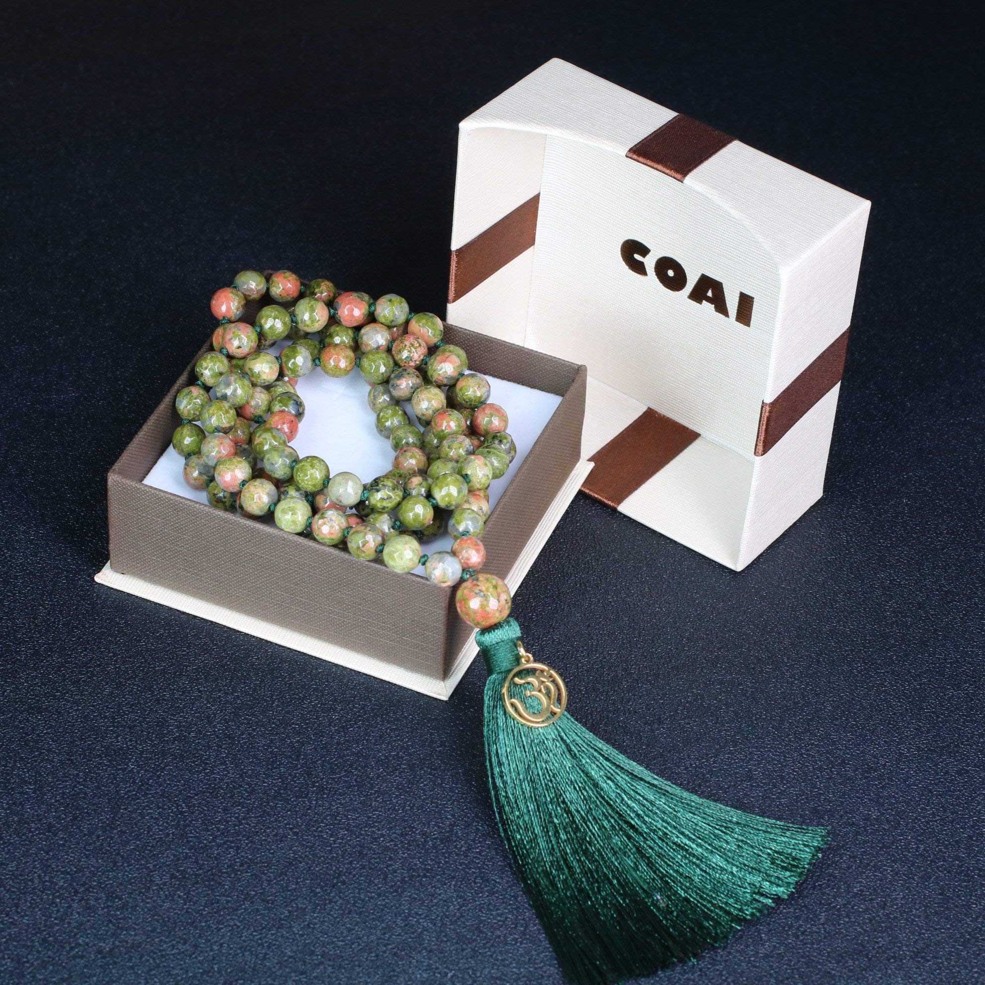 COAI OM Charm Mala Beads Necklace for Yoga & Meditation