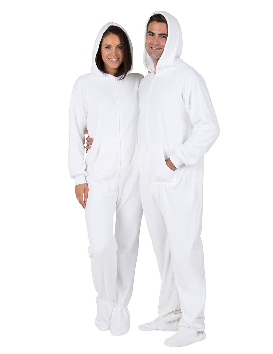 **Cozy Adult Footed Pajamas - Soft Chenille Hoodie Onesie for Men & Women | Warm One-Piece Sleepwear Jumpsuit | Unisex Winter Pjs for Lounging & Relaxing at Home**