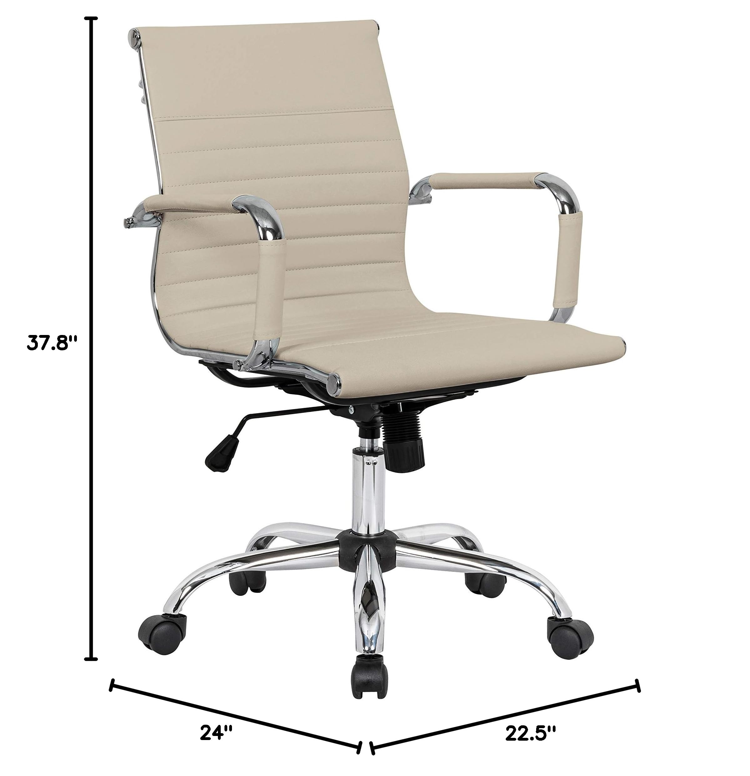 Premium Leather Executive Office Chair - LeisureMod Harris Ergonomic Swivel Chair with Adjustable Height & Lumbar Support, Tan - Perfect for Home Office, Conference Rooms & Workspaces