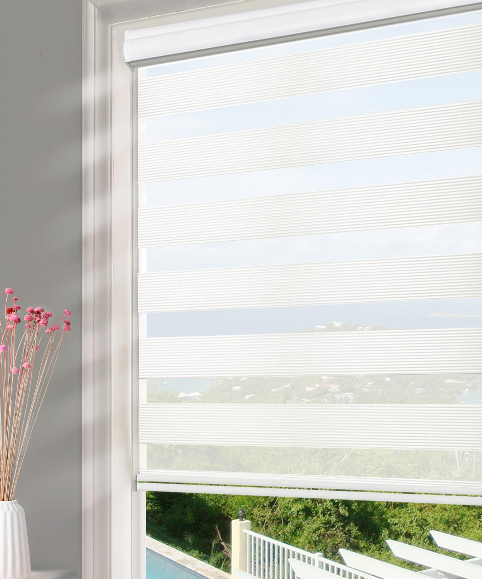 Zebra Roller Blinds for Windows - Light Filtering Day & Night Shades - 24