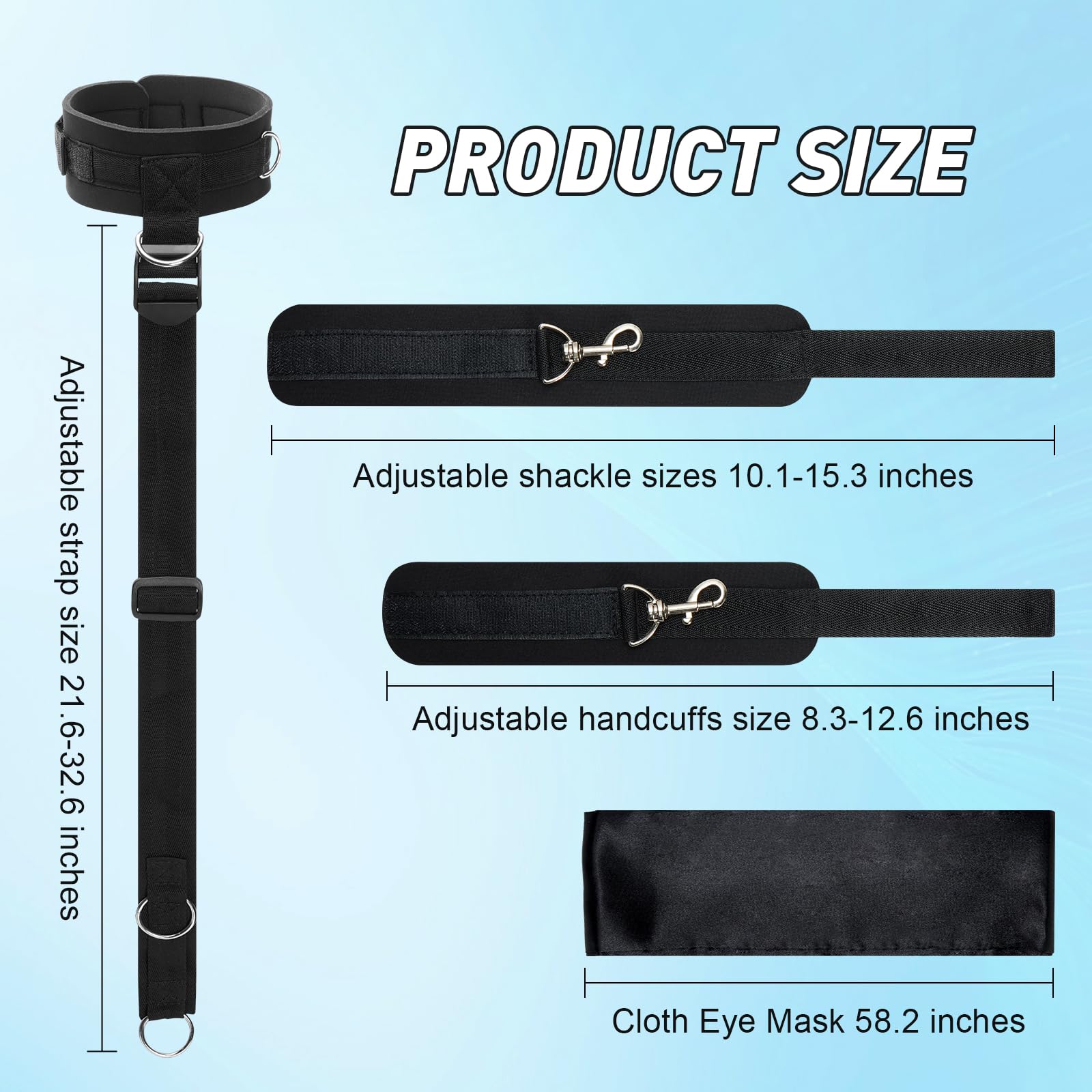 BDSM Bondage Kit for Couples - Restraints, Blindfold & Traction Chain - Adult Role Play Toys for Spicing Up Your Sex Life - Perfect for Bedroom Games & BDSM Exploration