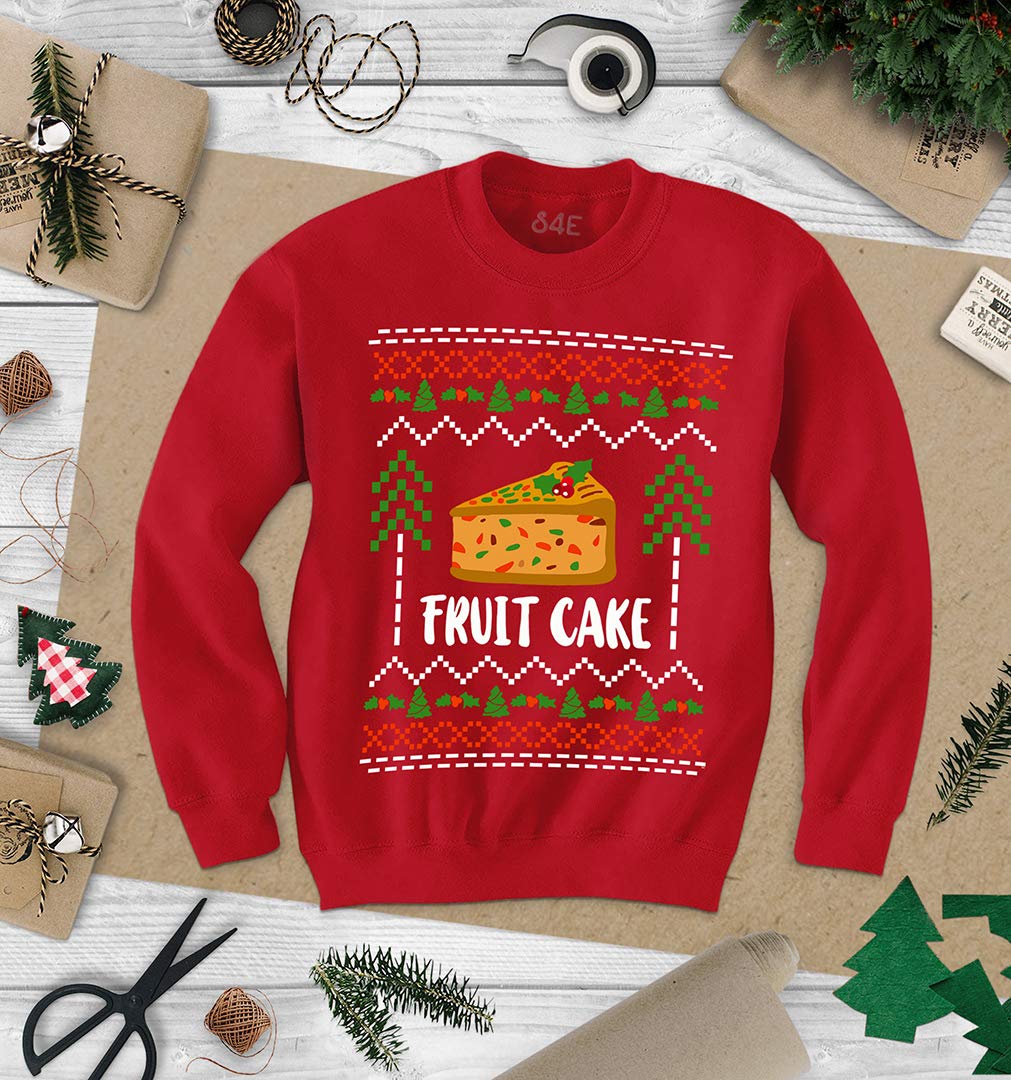 Ugly Christmas Sweater S4E Fruit Cake Design - Festive Holiday Crewneck Sweatshirt for Christmas Parties & Family Gatherings