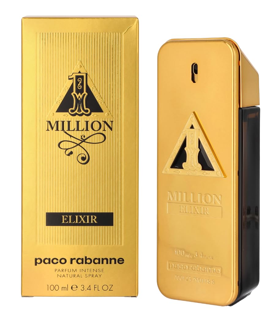 Paco Rabanne 1 Million Elixir for Men Eau de Parfum Intense Spray - 3.4 oz / 100ml (2022 New Fragrance) | Long-Lasting Luxury Cologne for Date Night, Special Occasions & Gifting