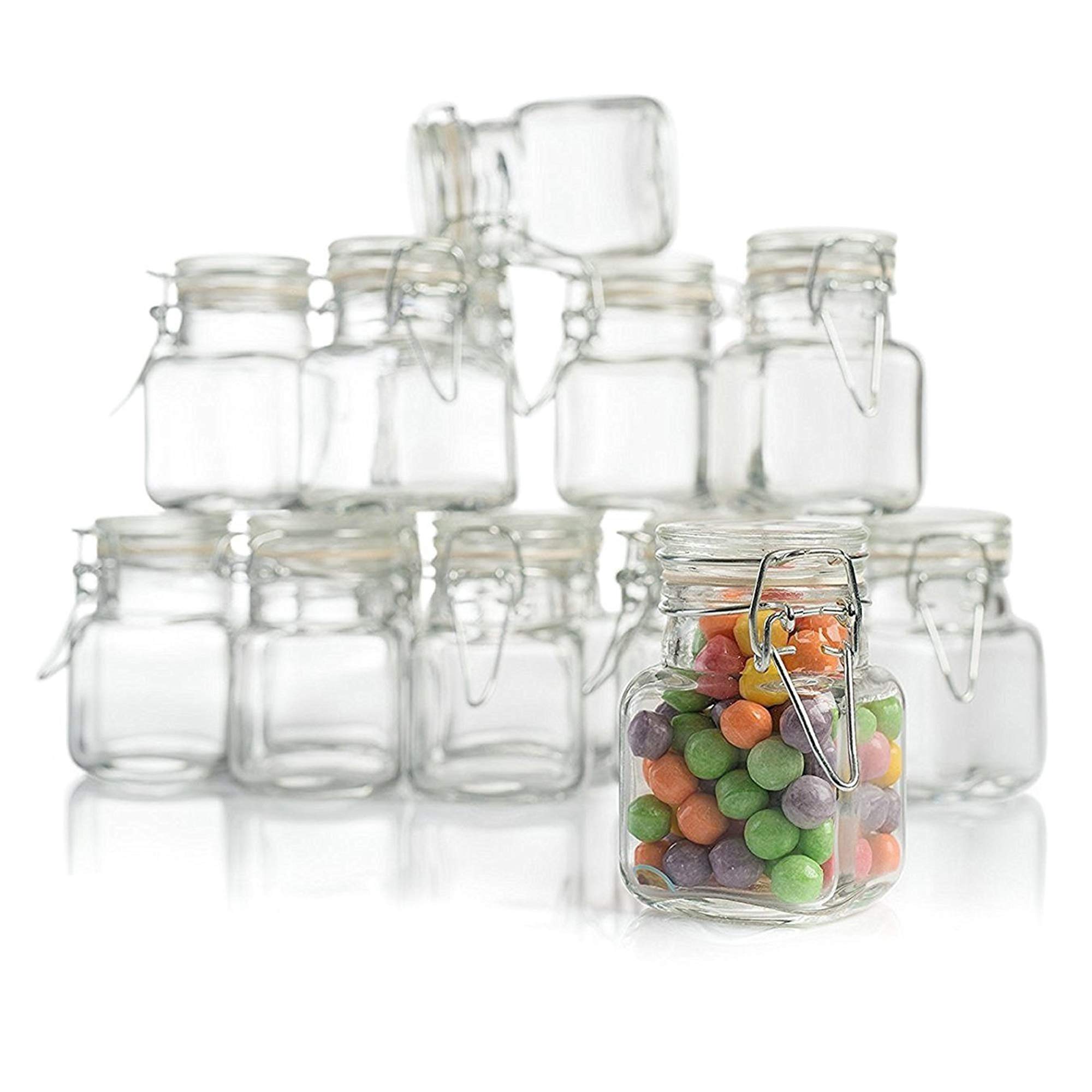 3 oz Small Square Glass Jars with Airtight Lids - 12 Pack Empty Spice Containers with Chalkboard Labels & Marker, Leakproof Rubber Gasket & Hinged Lid - Perfect for Kitchen Pantry Organization, Herb Storage, DIY Spice Blends and Home Canning Supplies