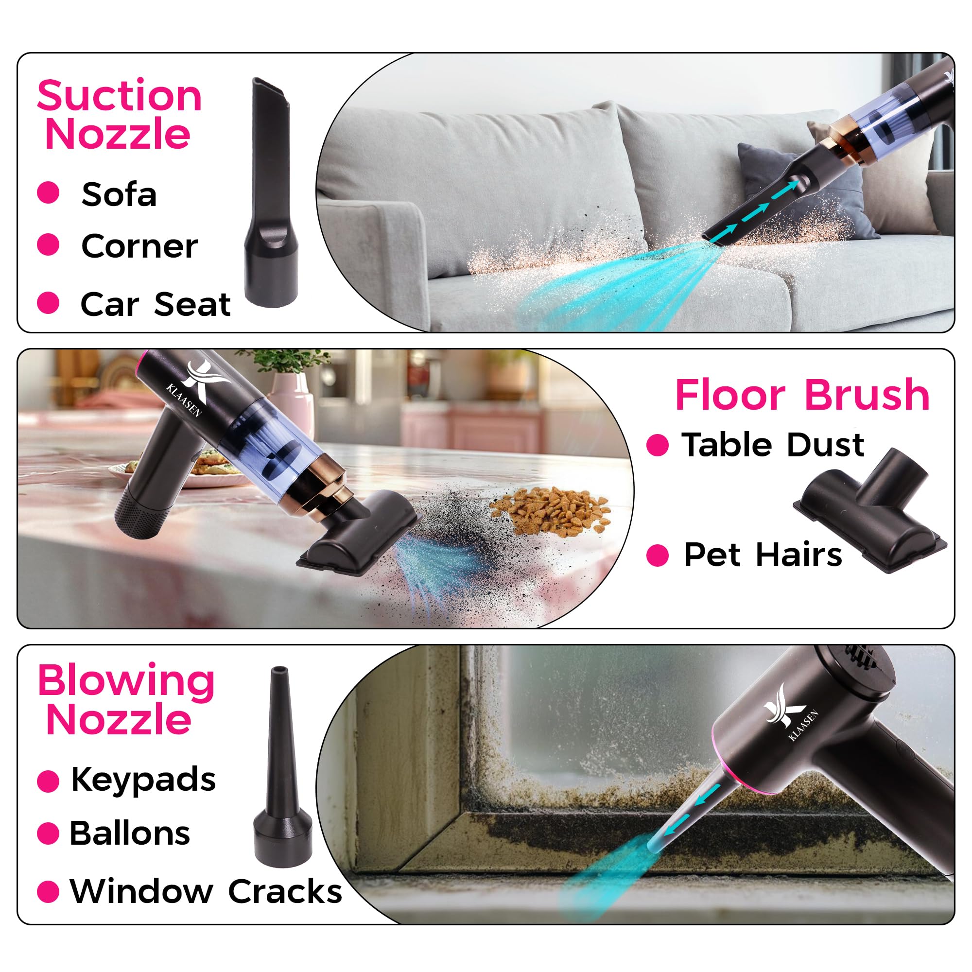 Cordless Handheld Car Vacuum - 7.5K/12K Pa Dual Suction | Portable Cleaner for Car & Home