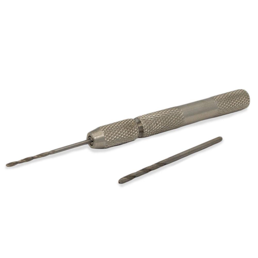 Mini Metal Hand Drill with Wood & Leather Handle - Perfect for DIY Crafts, Jewelry Making, and Small Woodworking Projects