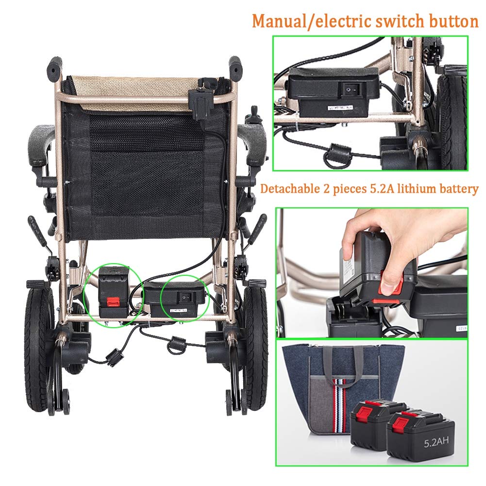 Lightweight 14KG Folding Electric Wheelchair for Adults - Dual Function Power & Manual Mobility Chair with Joystick - Heavy Duty Portable Wheelchair for Disabled & Elderly - Ideal for Indoor/Outdoor Use, Travel & Daily Mobility Assistance