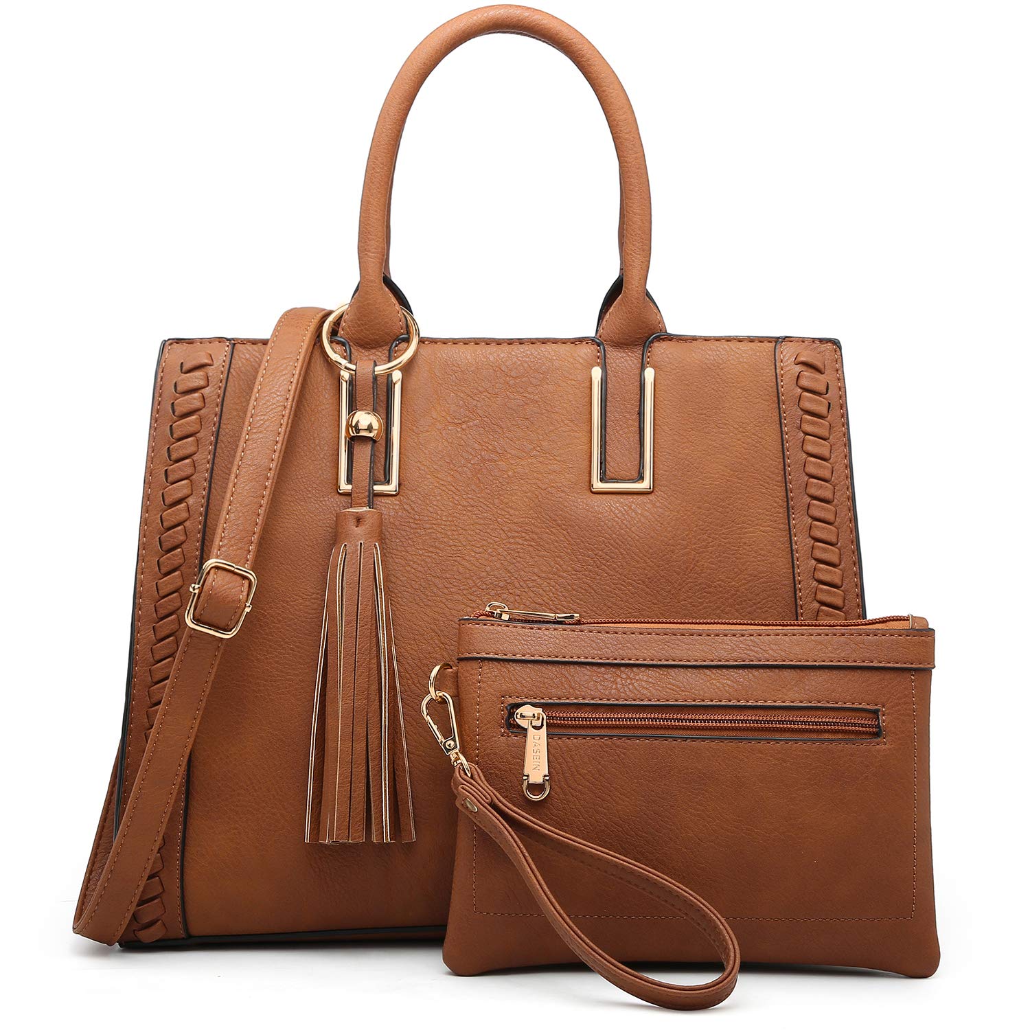 Dasein Women's Vegan Leather Shoulder Bag - Stylish Satchel Purse & Matching Clutch for Work, Office & Daily Use | Eco-Friendly Handbag for Professional Women & Commuters