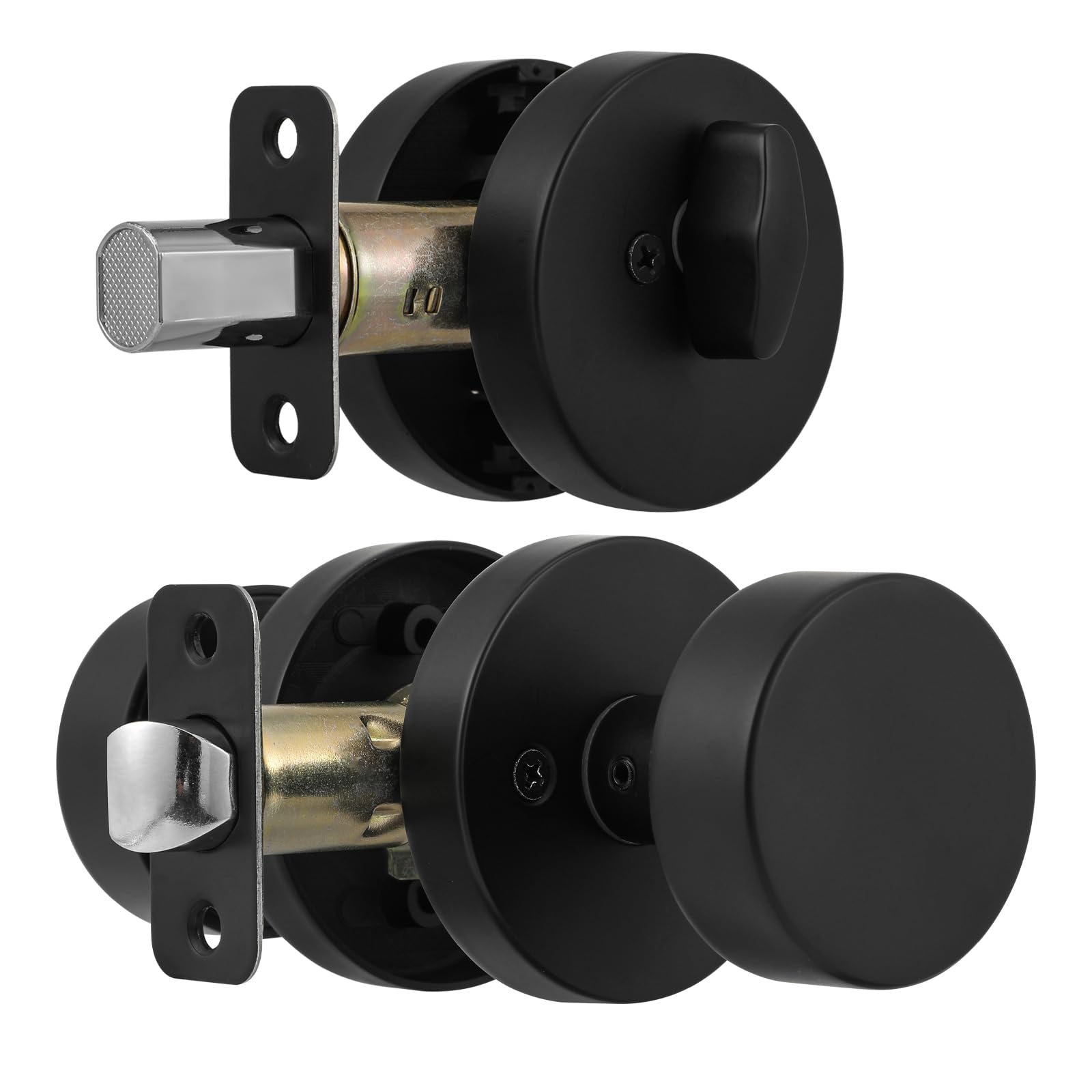 Black Door Knob & Deadbolt Lock Set - Matte Finish for Home Security
