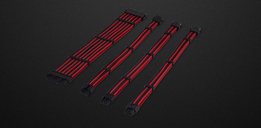 Premium FLEX PSU Sleeved Extension Cables - 24pin, 4+4pin, 6+2pin (2 Pack) - Custom PC Build, Gaming Rig & Workstation Power Supply Upgrade