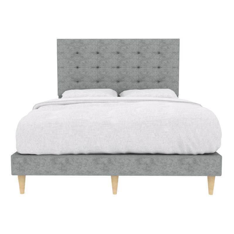Modern Edith Fabric Bed Frame - Queen Size Upholstered Platform Bed with Wooden Slats - Perfect for Bedroom, Guest Room, and Dormitory Use