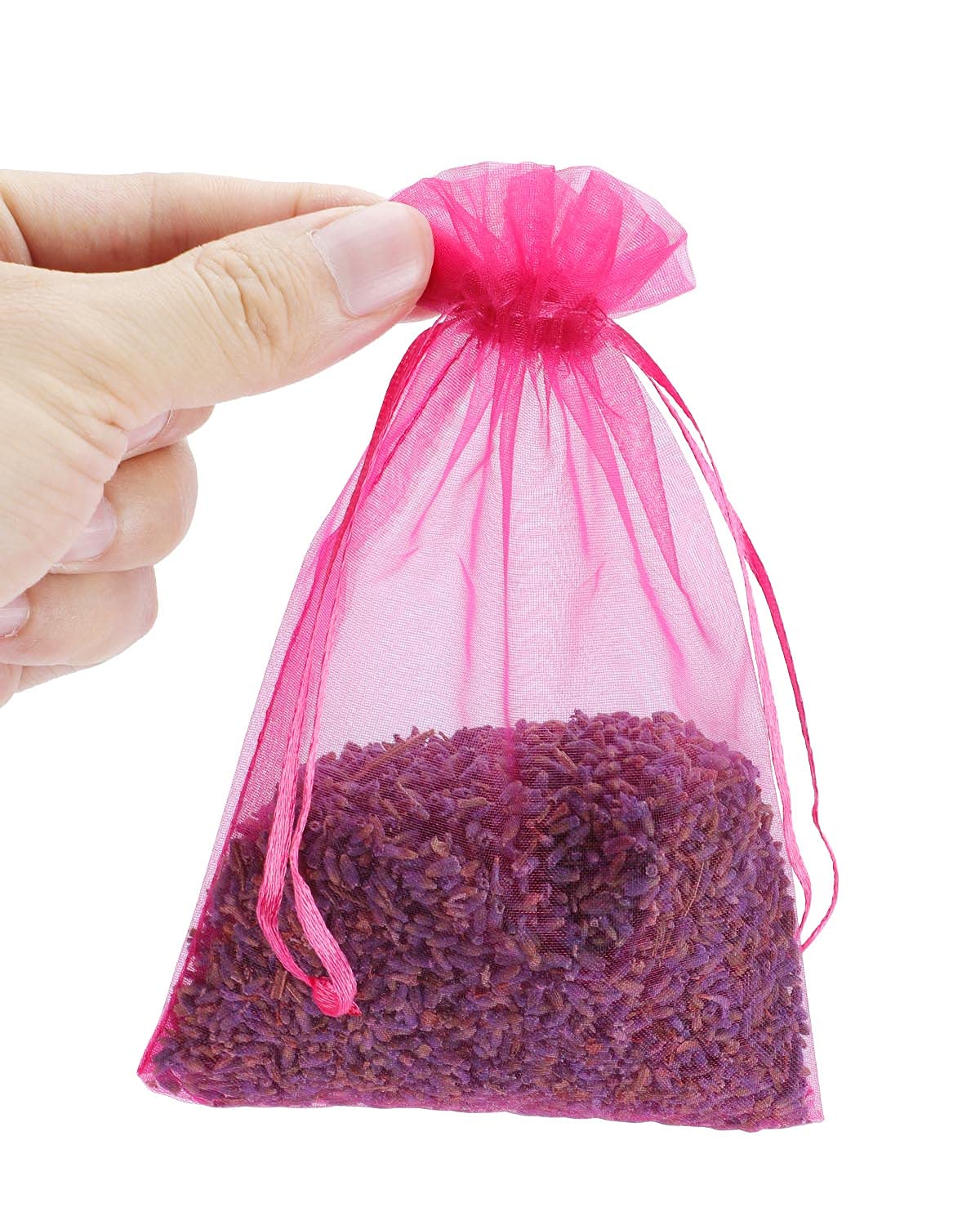 100PCS 4x6 Inch Sheer Organza Drawstring Bags - Small Jewelry Gift Bags for Wedding Favors, Party, Candy, Bracelet Packaging - Empty Mesh Sachet Bags (Hot Pink) | Perfect for Small Business, DIY Crafts & Event Giveaways