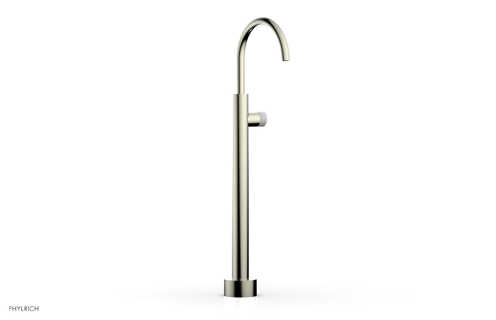 BASIC II Low Floor Mount Tub Filler with White Marble Handle - Model 230 47 04 - Perfect for Modern Bathroom Renovations and Spa-Like Bathtub Installations