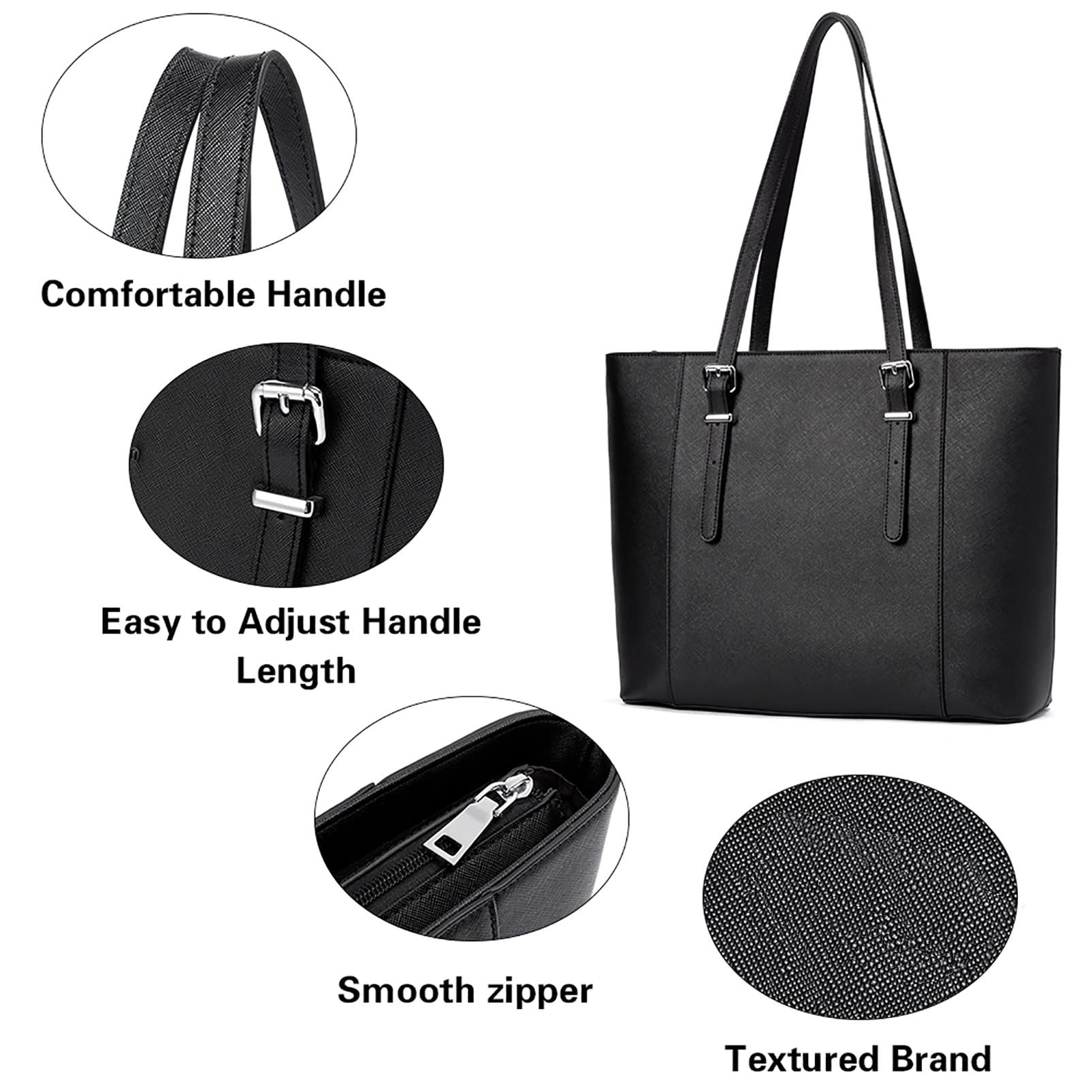 Premium Telena 15.6 Inch Leather Laptop Tote Bag for Women - Stylish Shoulder Briefcase with Large Capacity - Perfect for Work, Business Meetings & Daily Commute