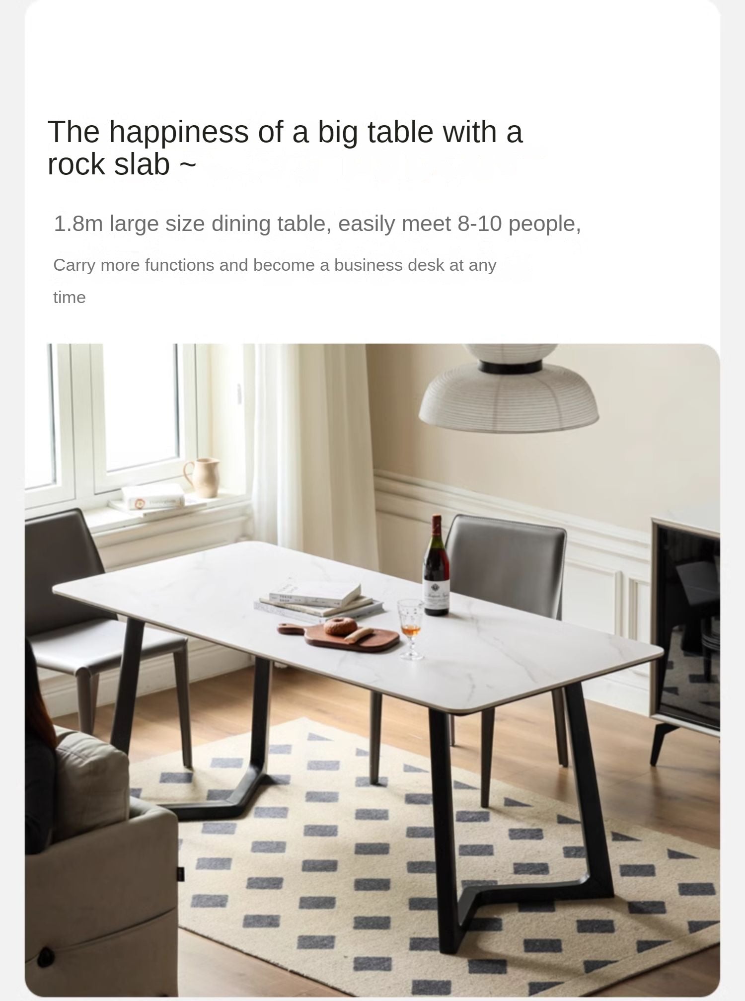 Solid Oak Wood Nordic Style Light Luxury Rock Dining Table - Perfect for Modern Farmhouse, Minimalist & Contemporary Dining Rooms